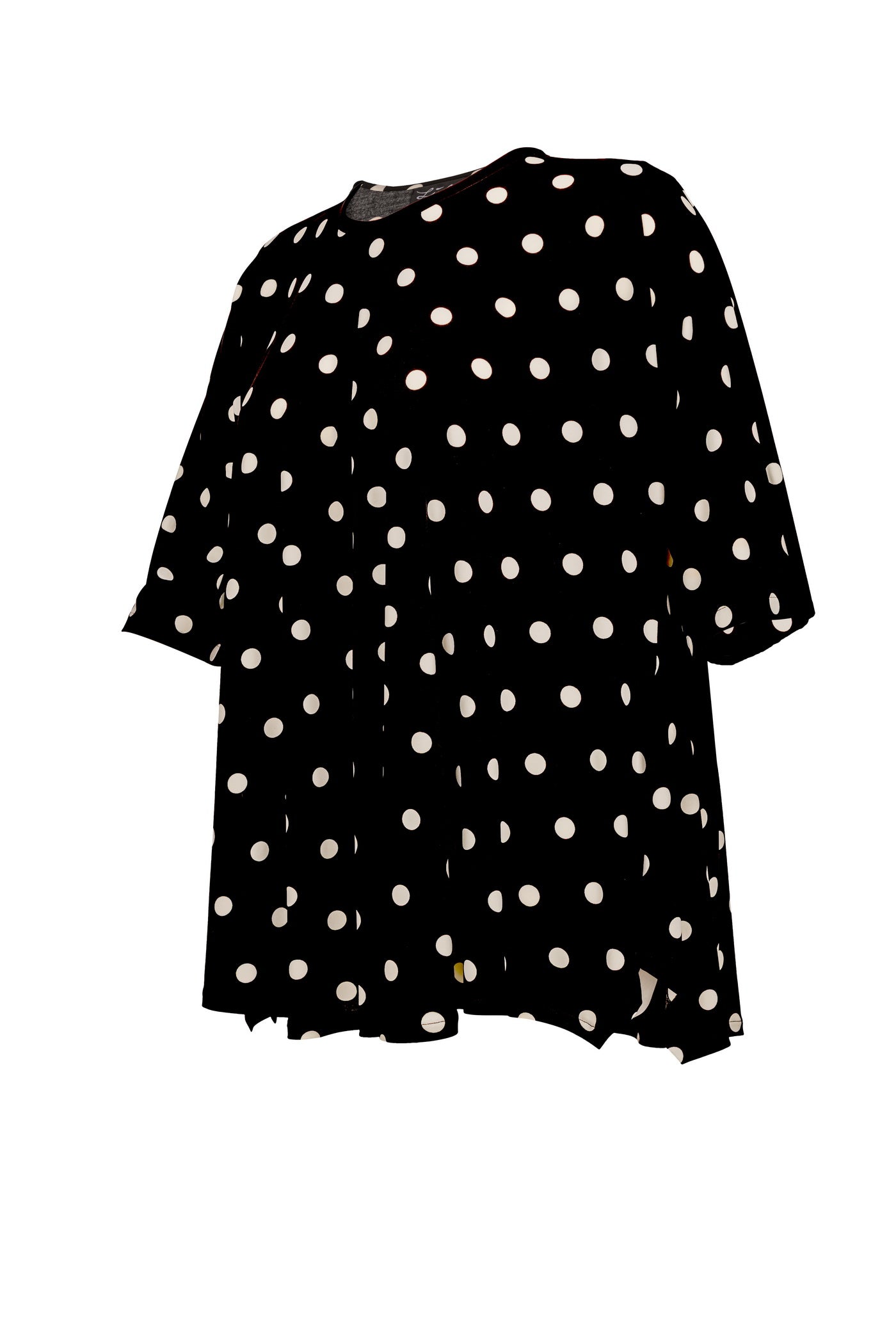 Ausgefallene Jersey-Tunika in schwarz, mit weißen Punkten.
