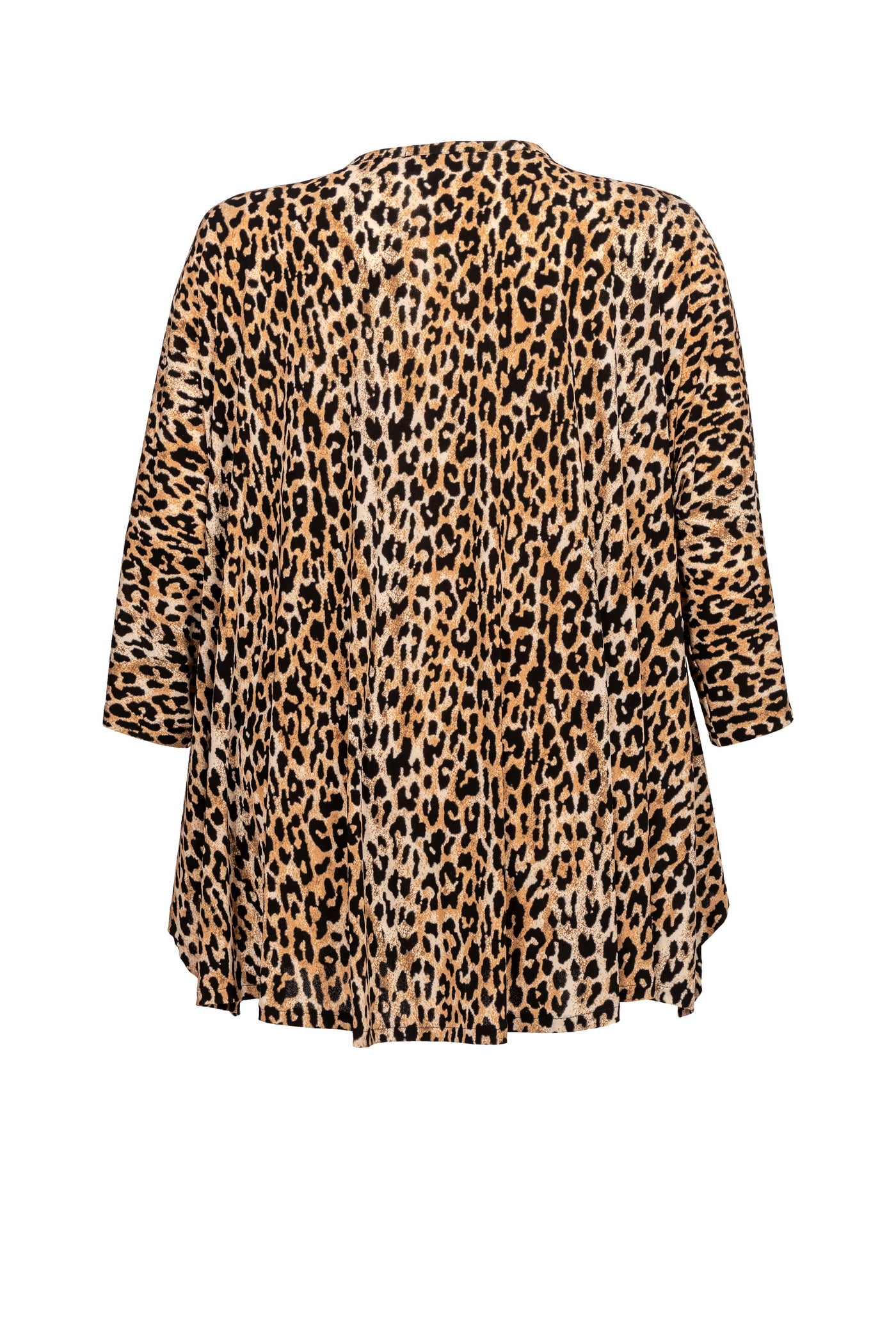 Ausgefallene Jersey-Tunika, Leopardendruck und Zipfelsaum.