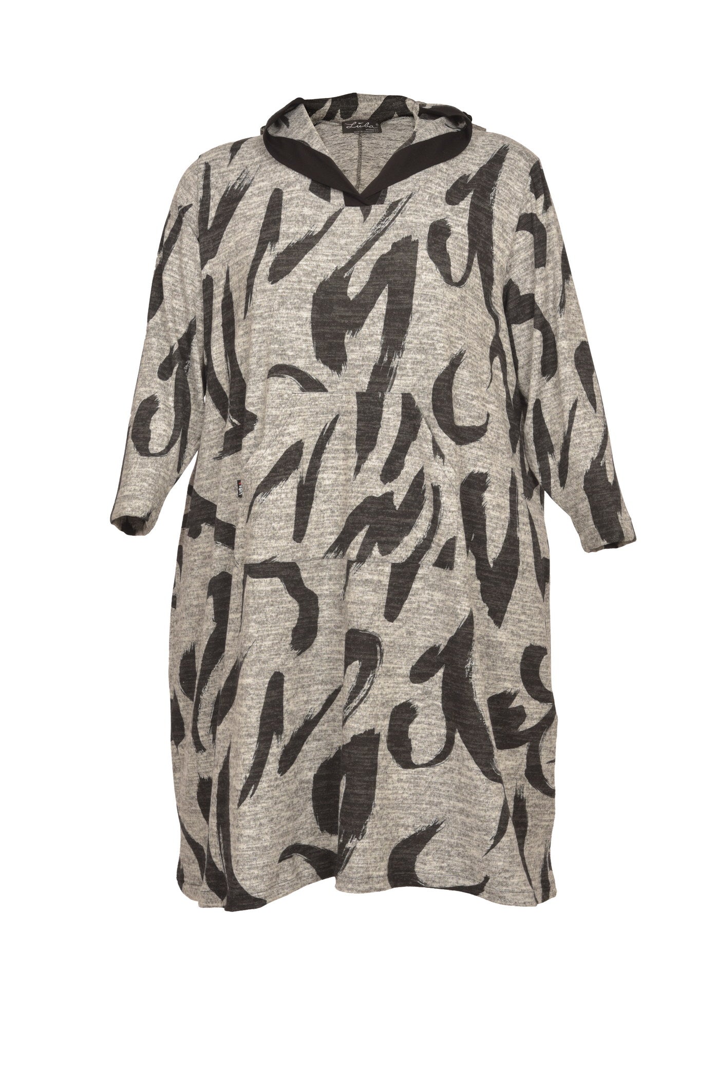 Jersey Kapuzenkleid mit langem Arm und 2 praktischen Taschen.