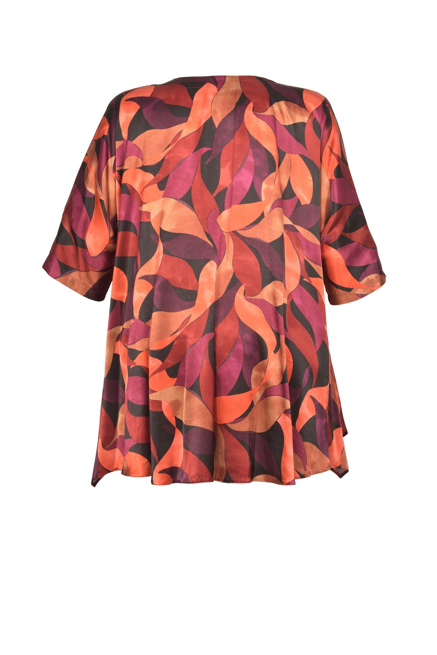 Elegante Satin-Tunika mit V-Halsausschnitt.