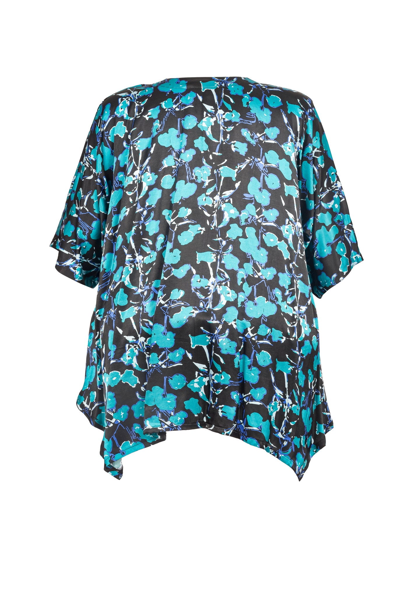 Acrylic white tunic with V-neck and hem