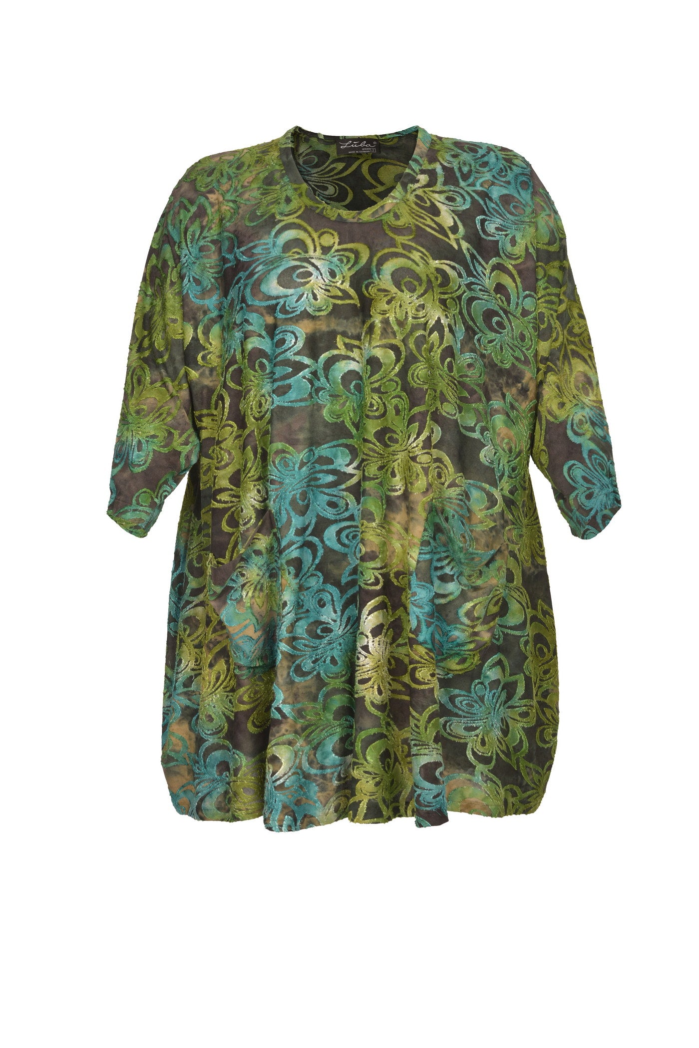 Ausgefallene Ausbrenner Tunika mit ballonförmigen Rockteil.