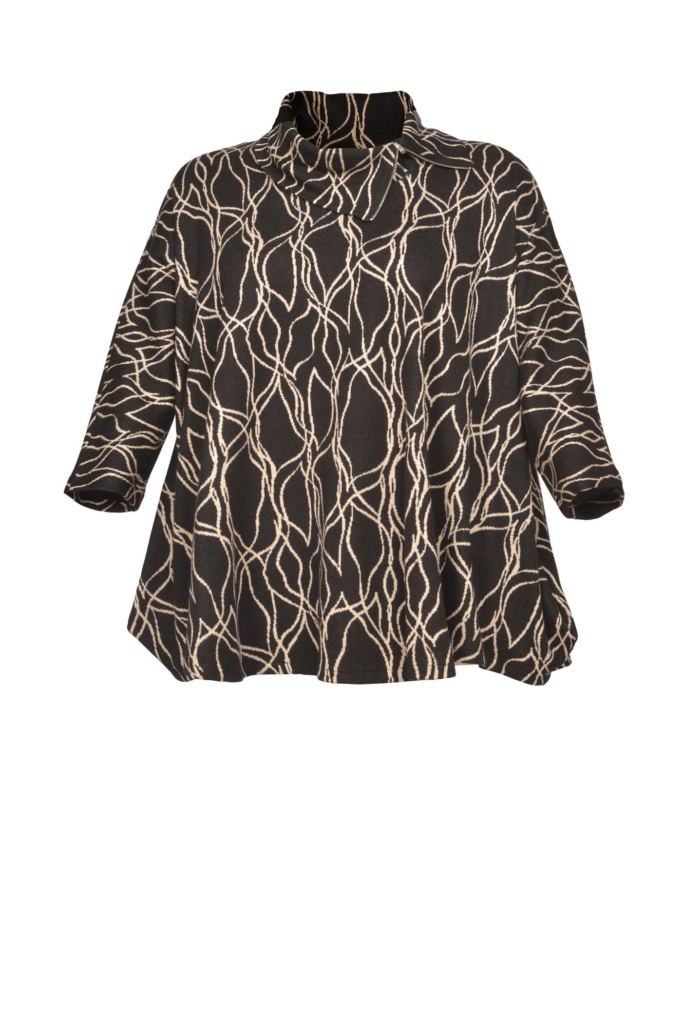 Stylische Jacquard-Tunika mit besonderem Reißverschluss am Kragen.