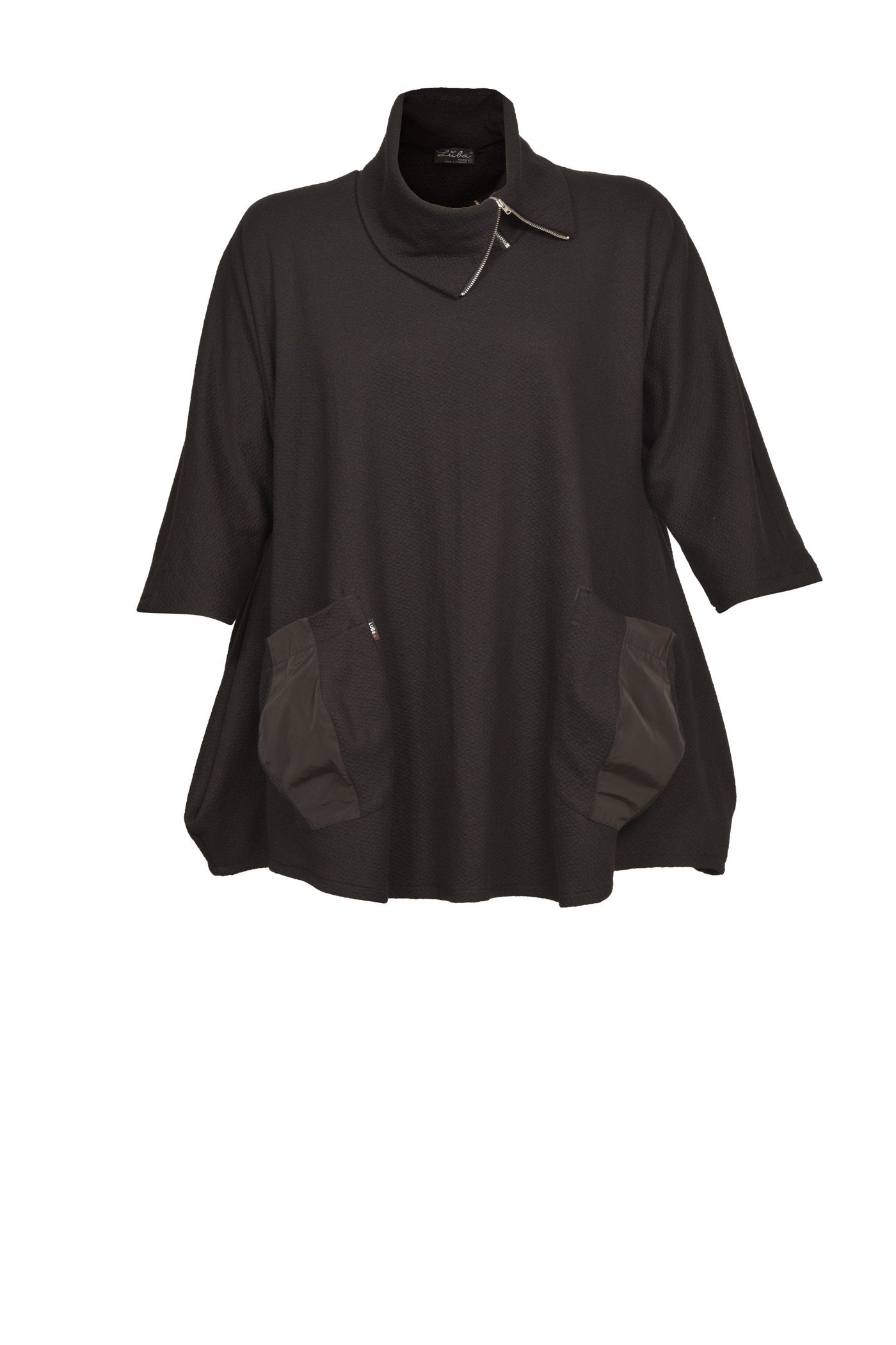 Elegante Baumwoll-Jacquard-Tunika mit besonderem Reißverschluss am Kragen.