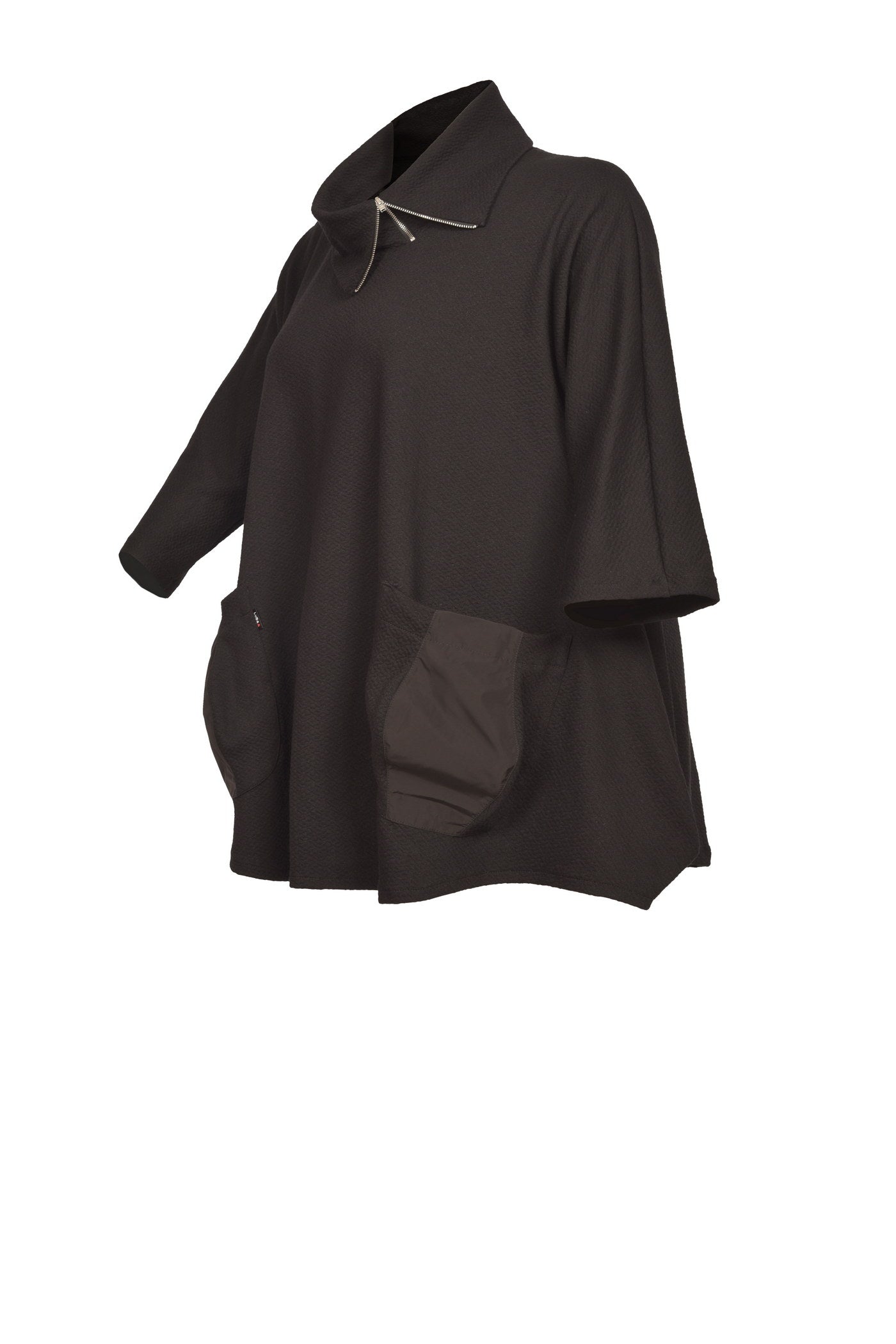 Elegante Baumwoll-Jacquard-Tunika mit besonderem Reißverschluss am Kragen.