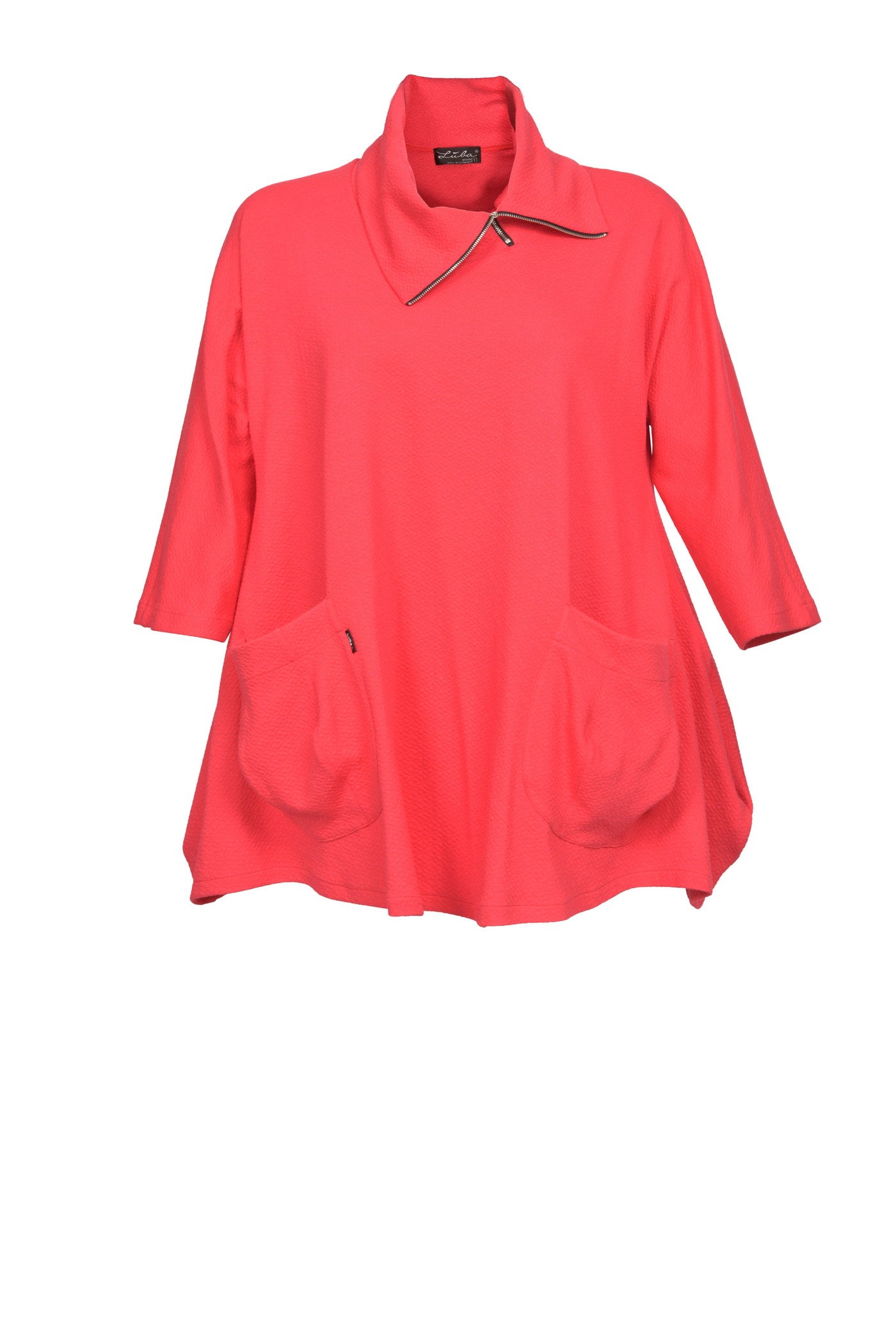 Elegante Baumwoll-Jacquard-Tunika mit besonderem Reißverschluss am Kragen.