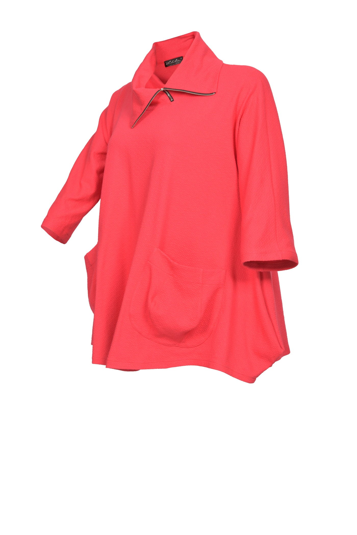 Elegante Baumwoll-Jacquard-Tunika mit besonderem Reißverschluss am Kragen.