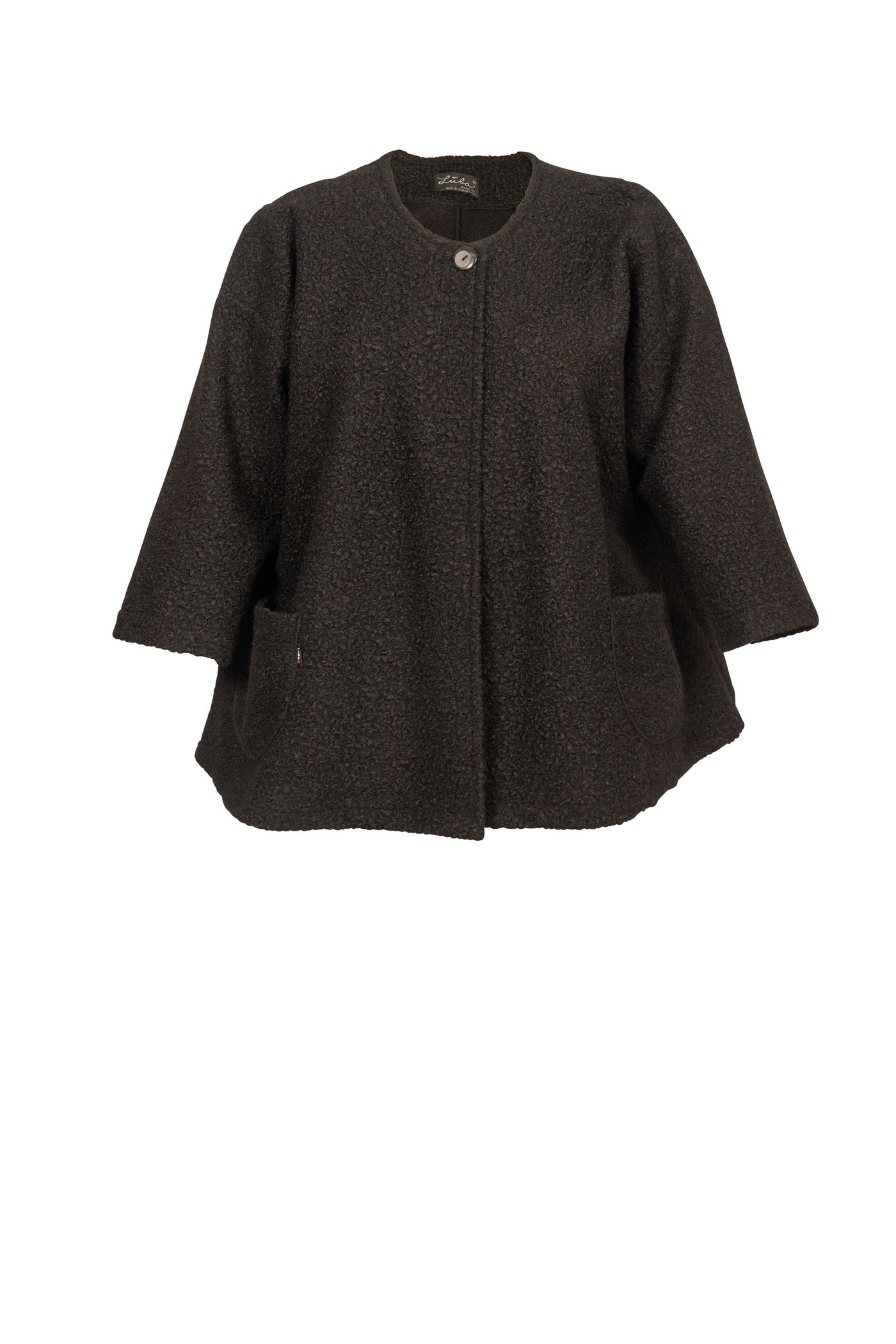 Acrylic white tunic with V-neck and hem