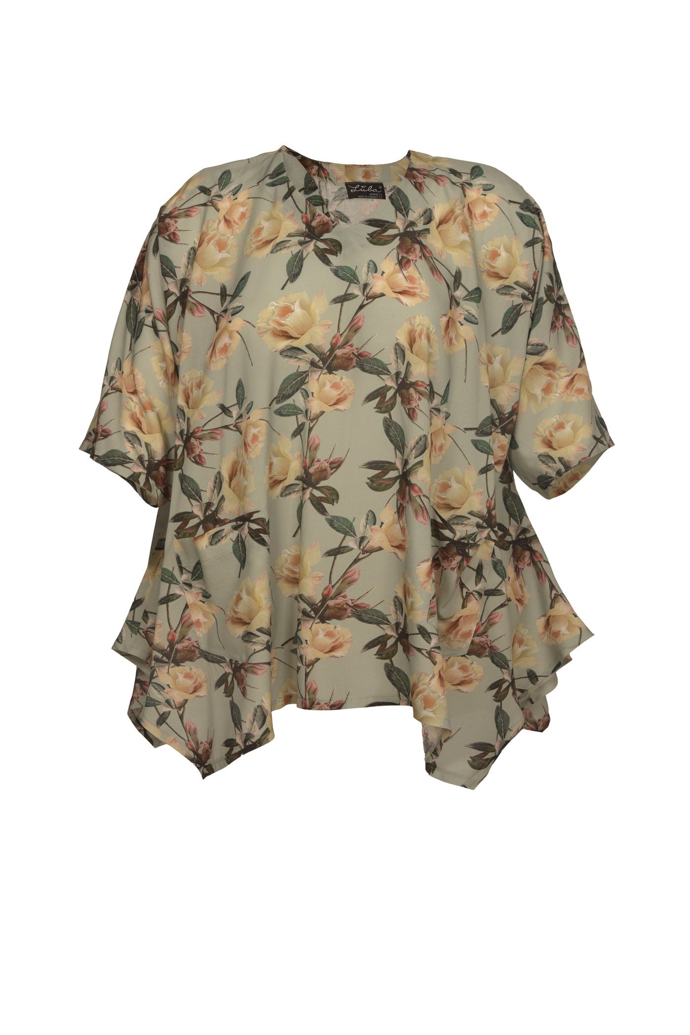 Elegante Flower-Print Tunika mit Zipfel-Saum,