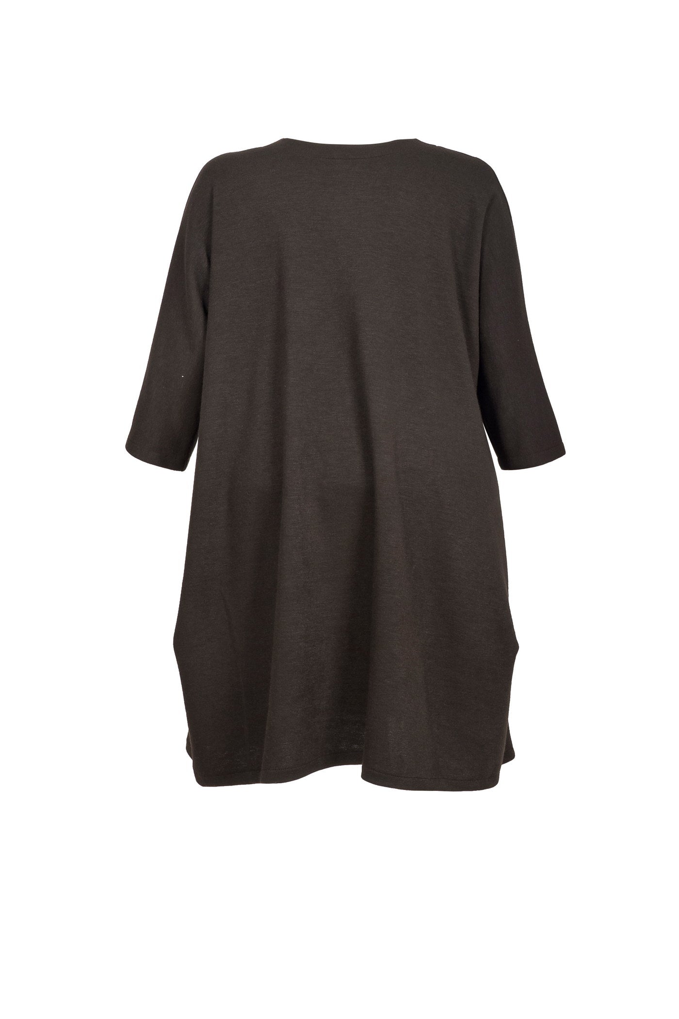 Acrylic white tunic with V-neck and hem