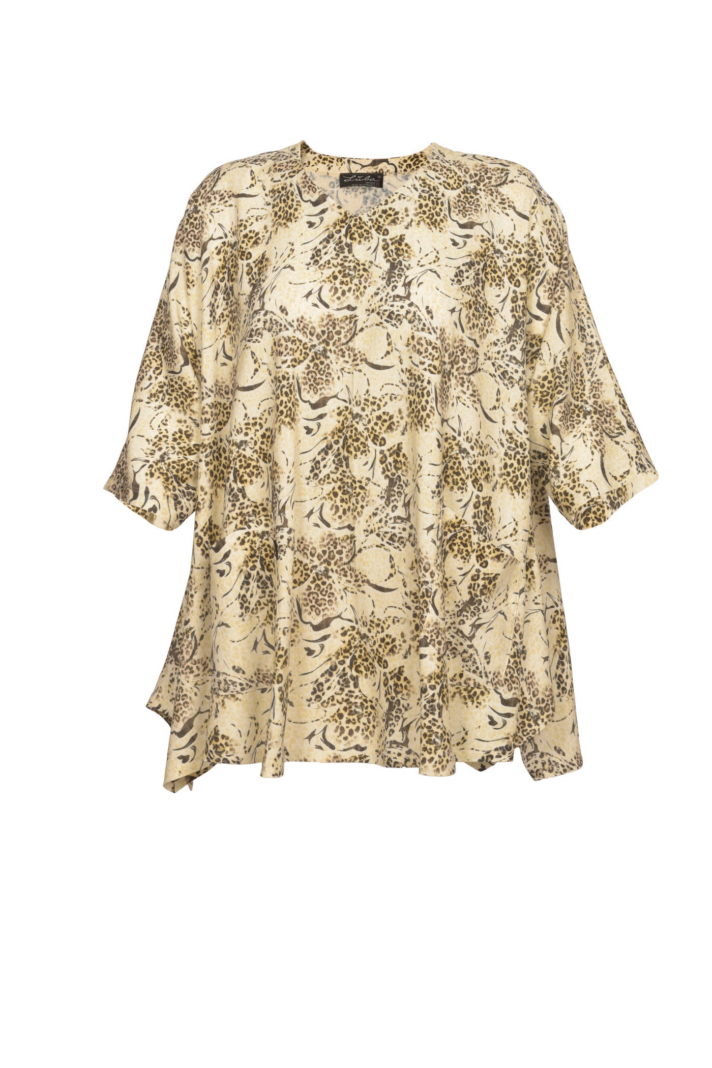 Elegante Flower-Print Tunika mit Zipfel-Saum,