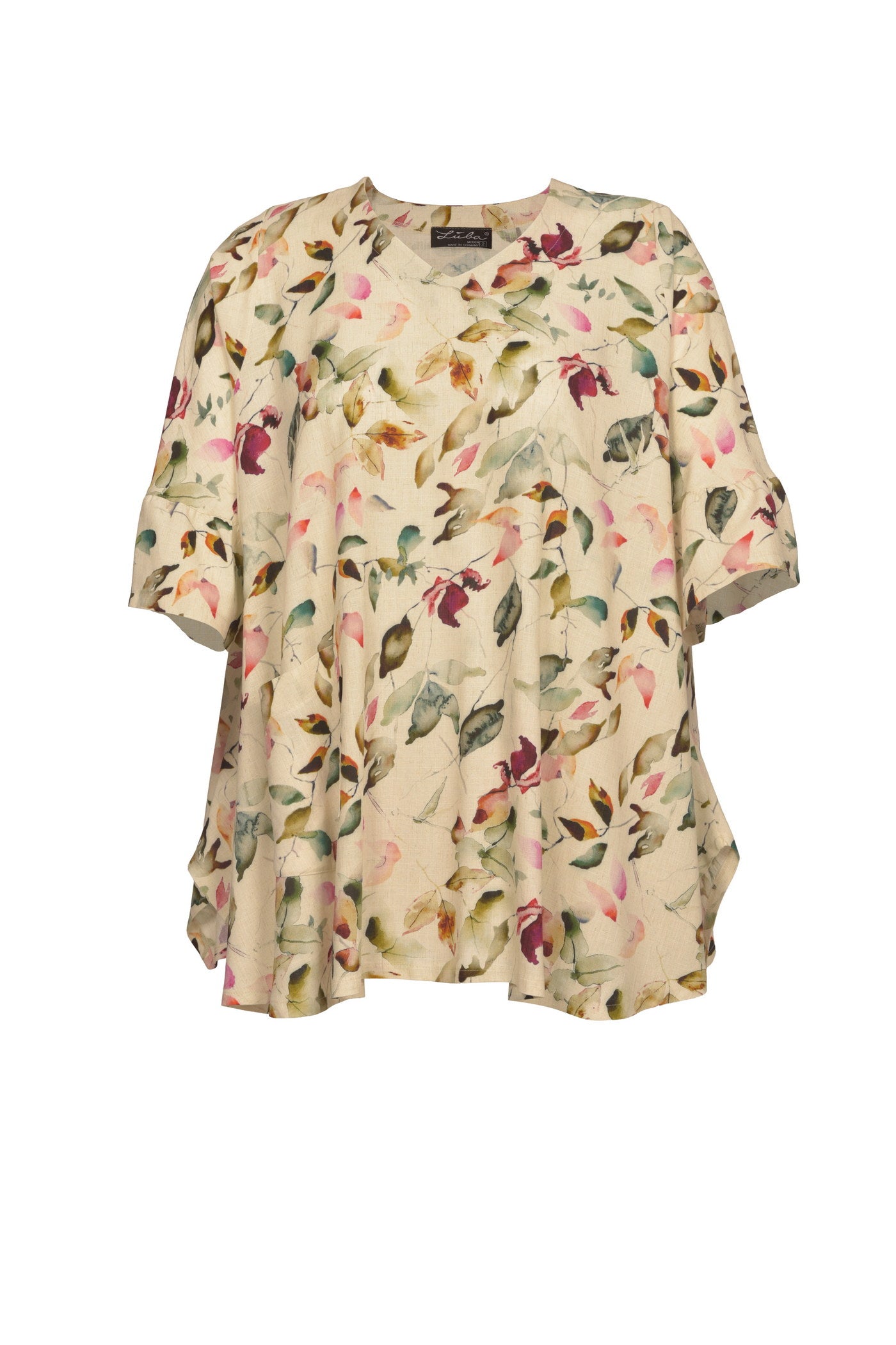 Elegante Flower-Print Tunika mit Volant-Ärmel.