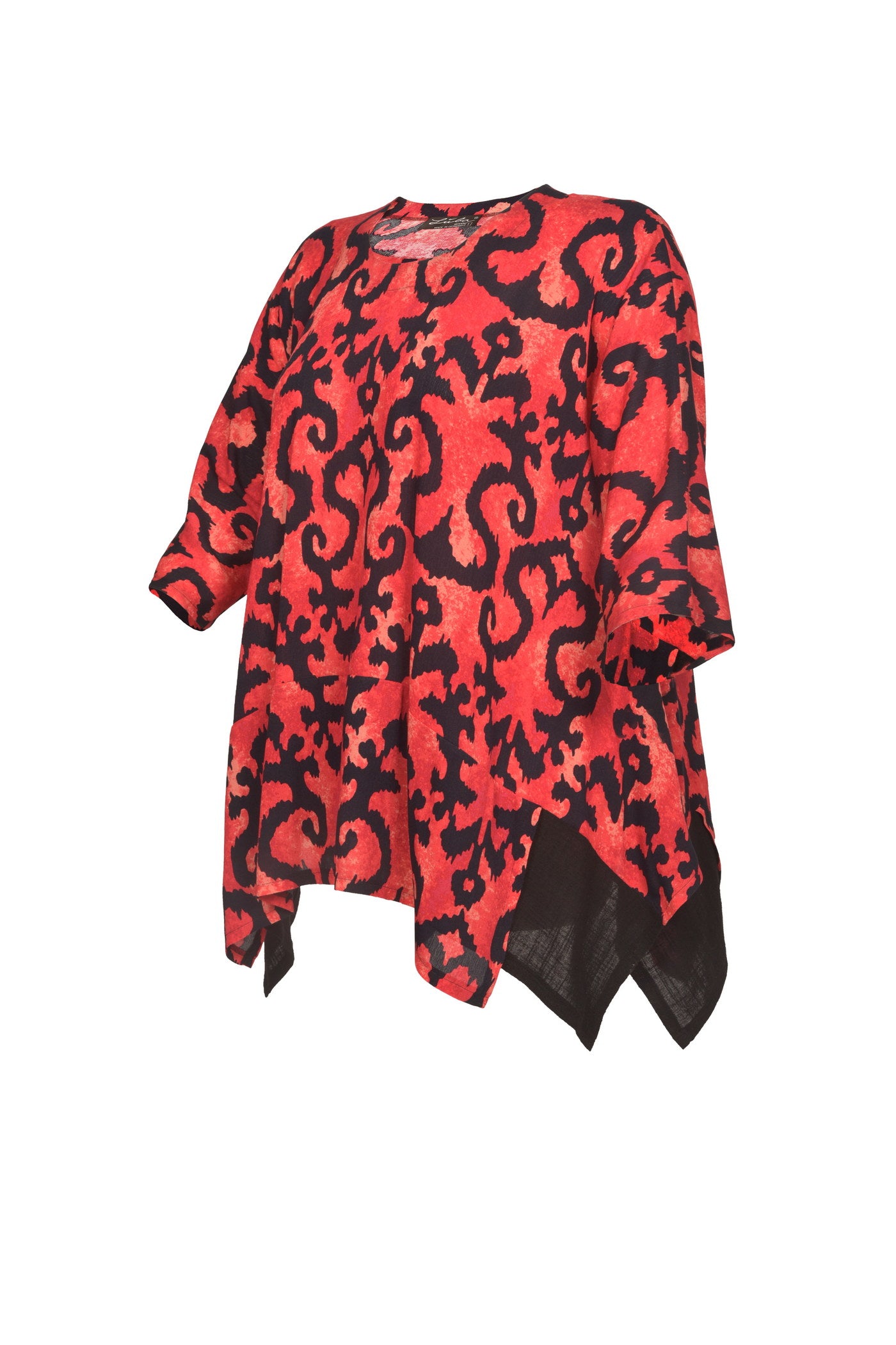 Edle Viskose-Tunika mit Zipfel-Einsatz