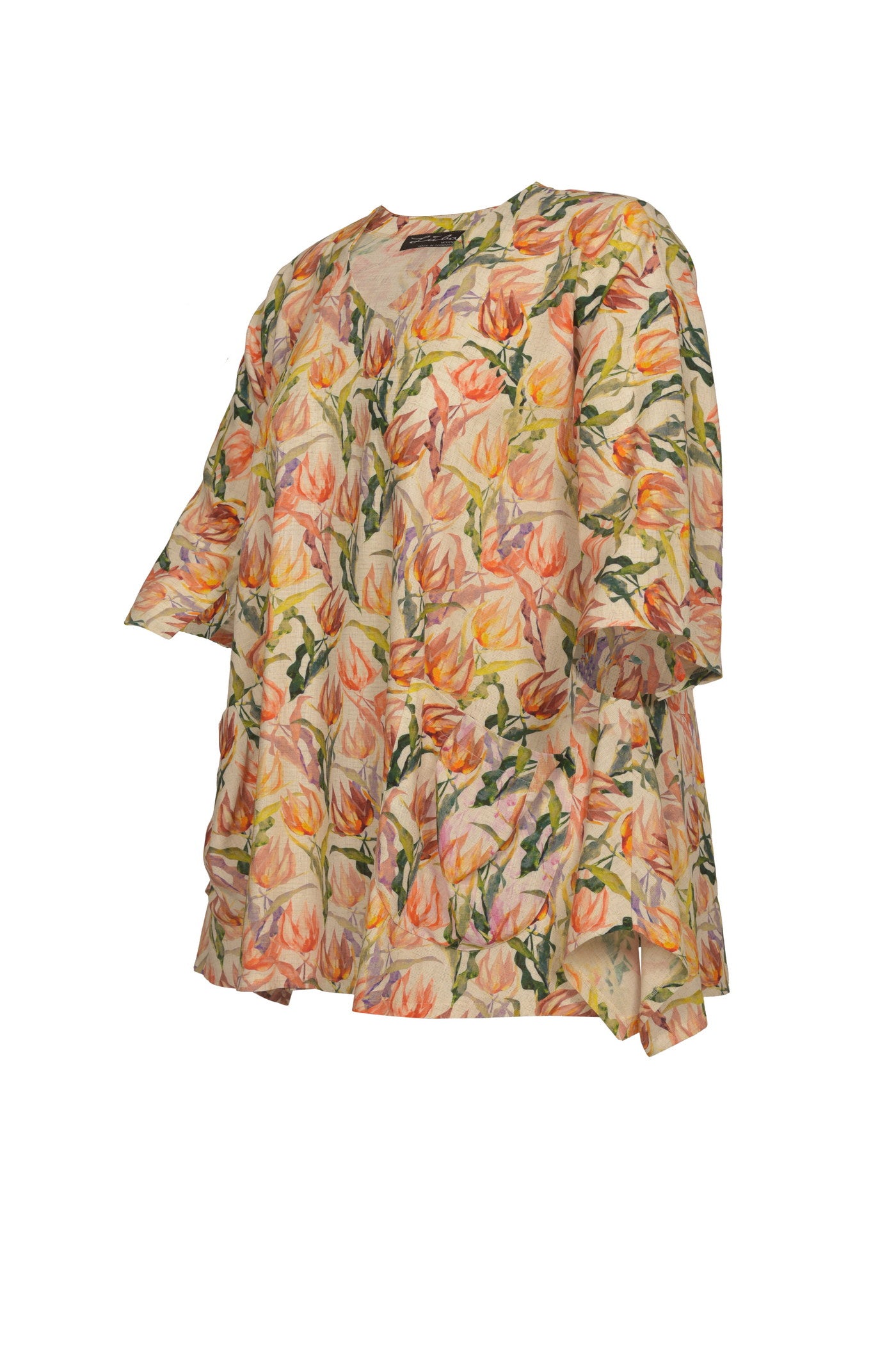 Elegante Flower-Print Tunika mit Zipfel-Saum.