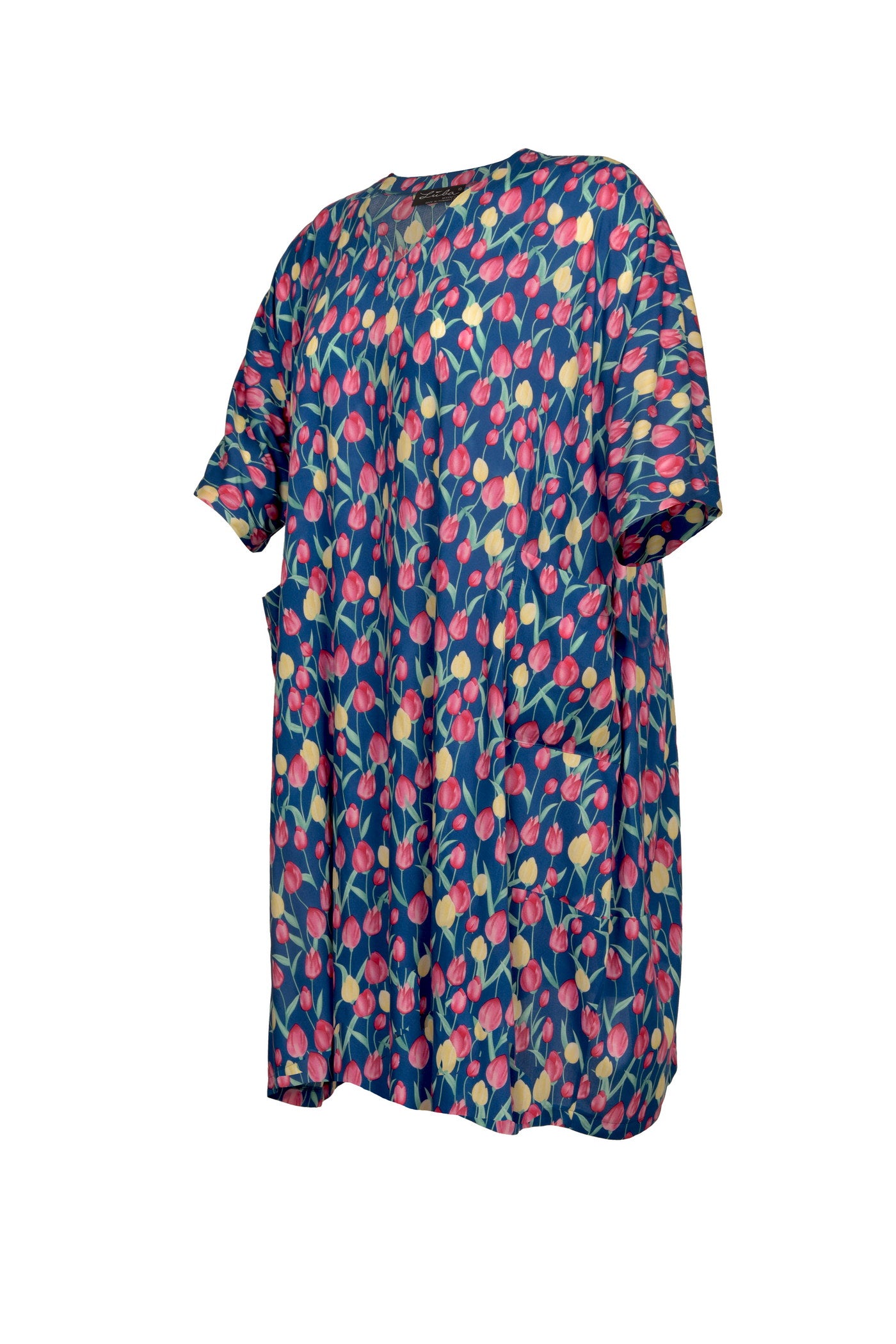 Viskose-Kleid mit Ballonrock, mit Tulpen-Print.