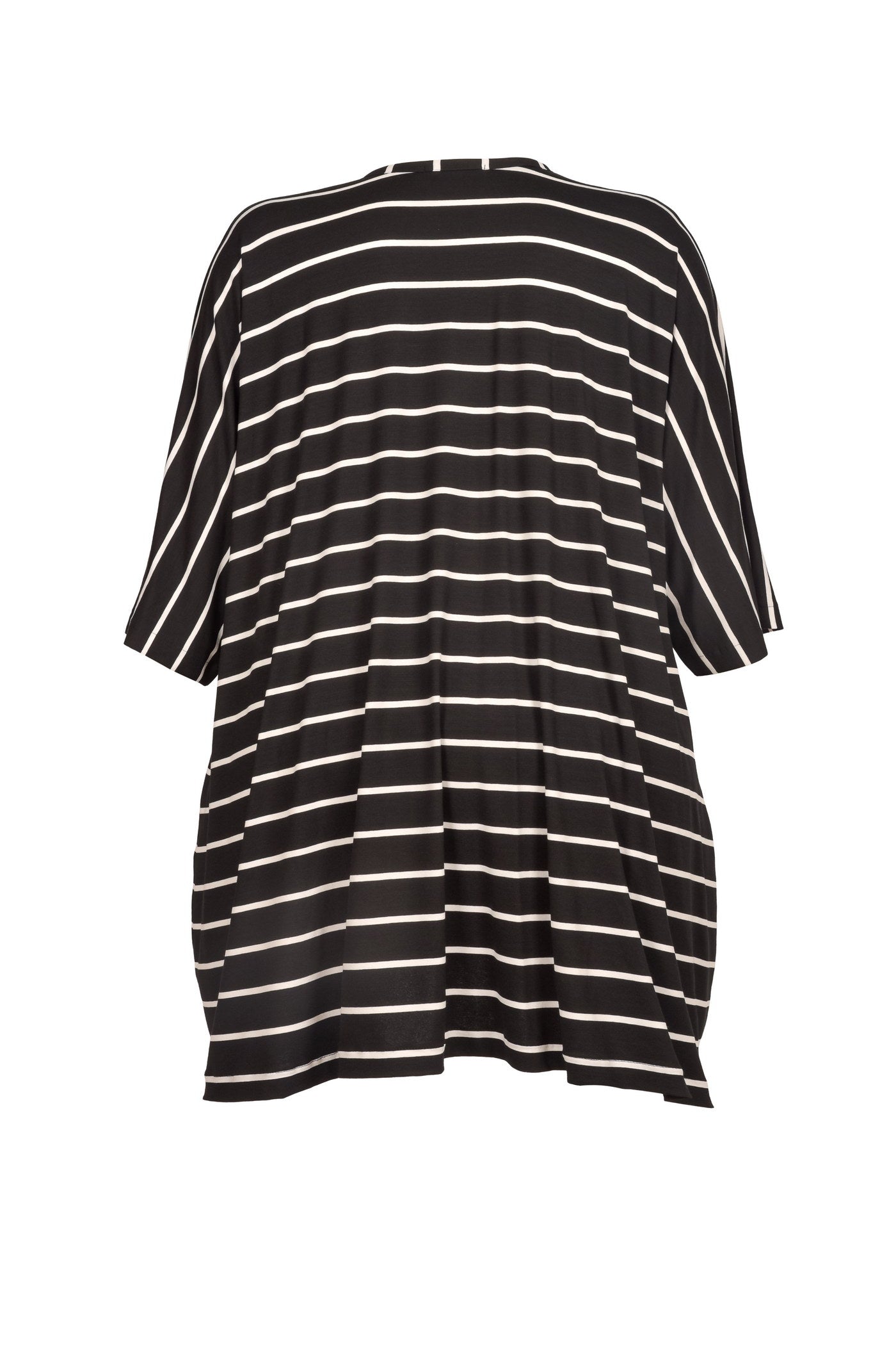 Acrylic white tunic with V-neck and hem