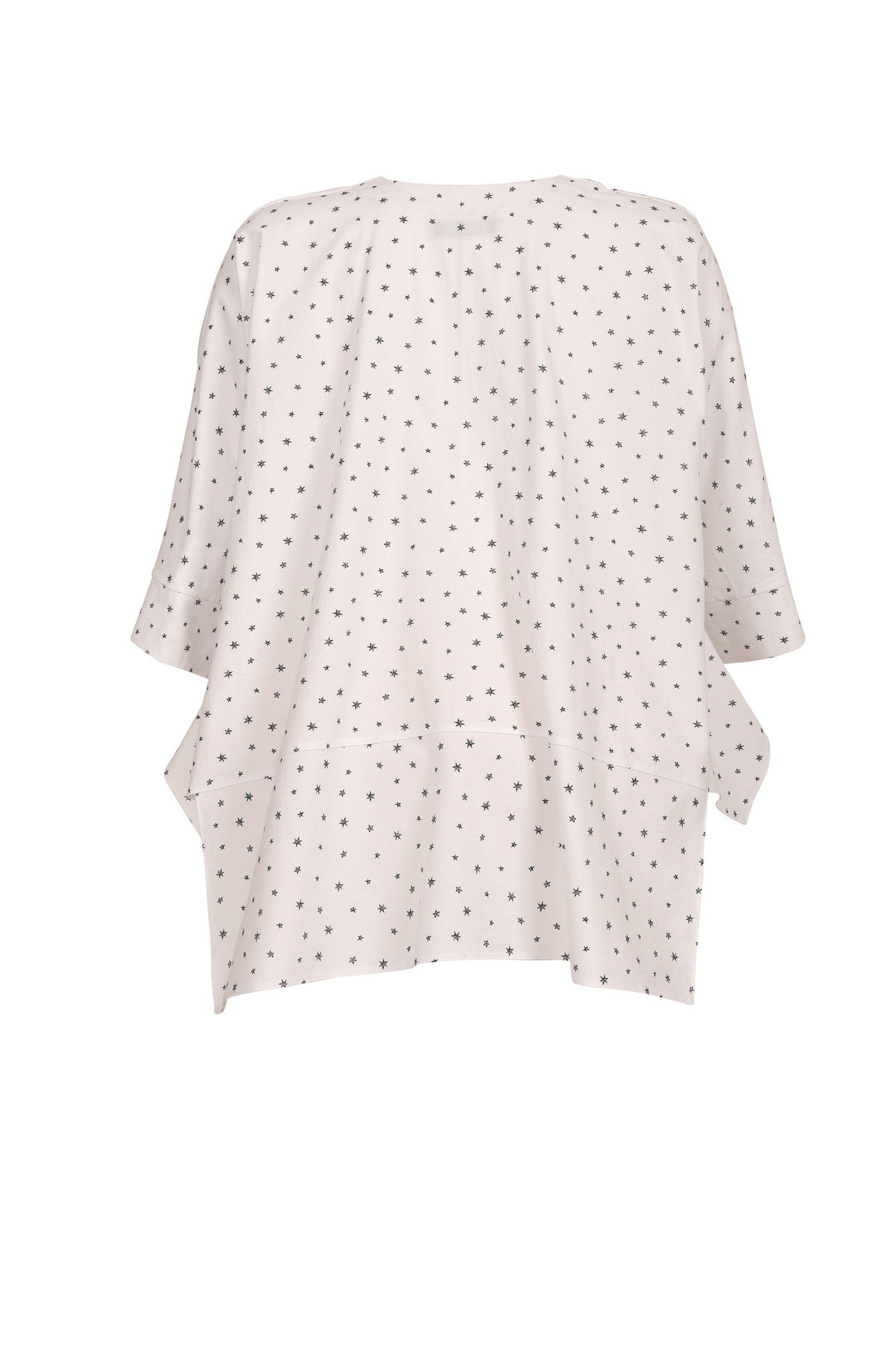 Acrylic white tunic with V-neck and hem