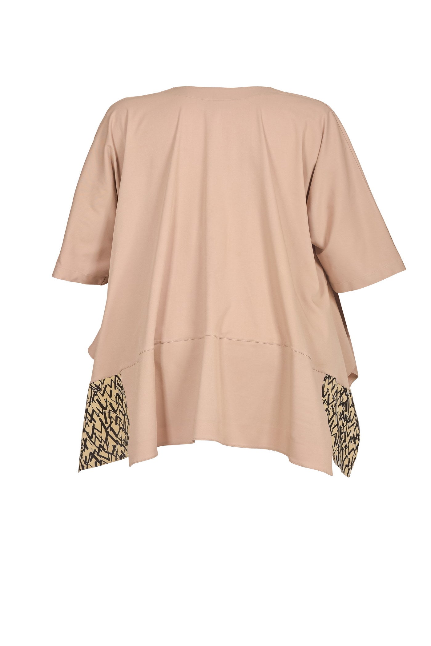 Acrylic white tunic with V-neck and hem