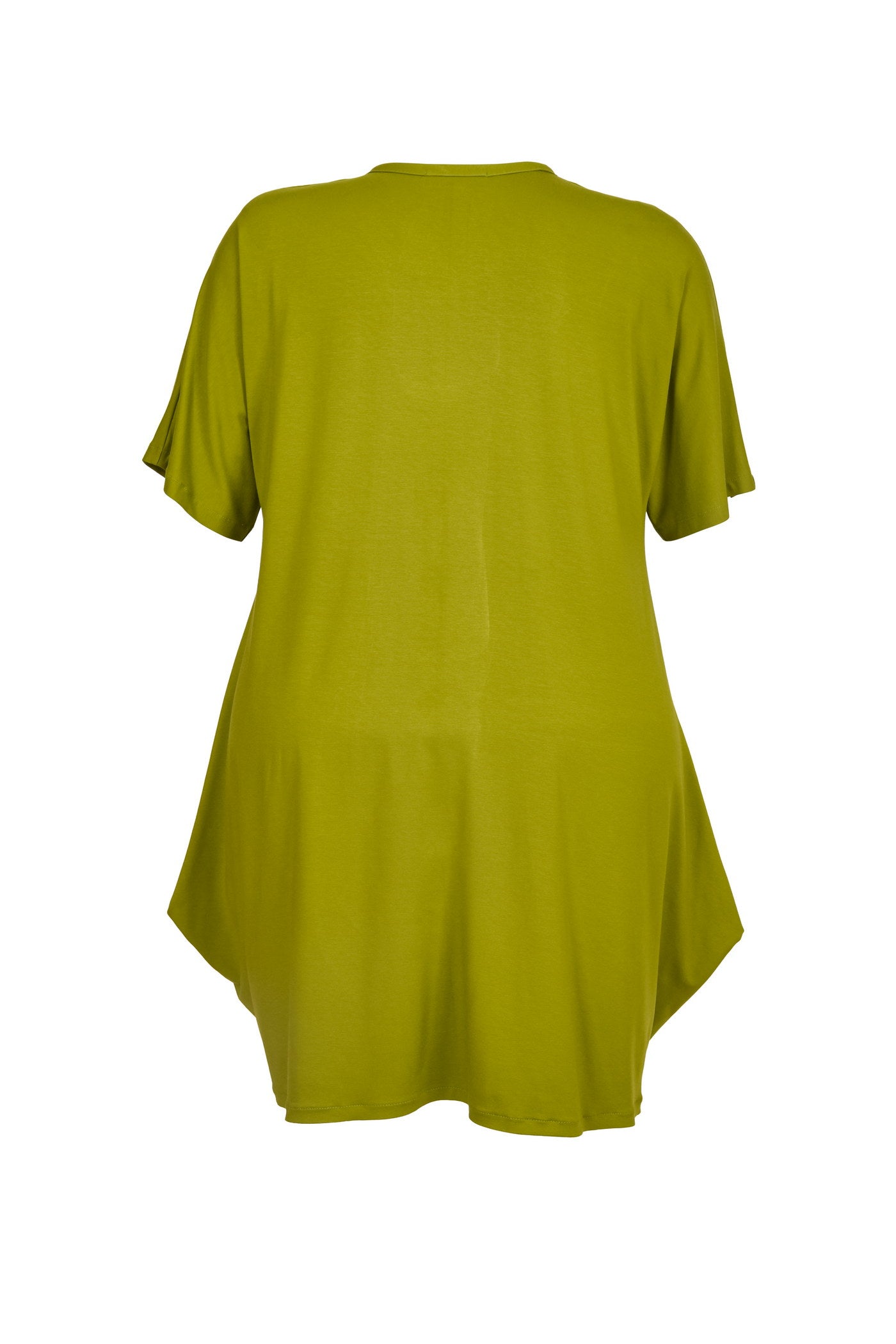 Acrylic white tunic with V-neck and hem