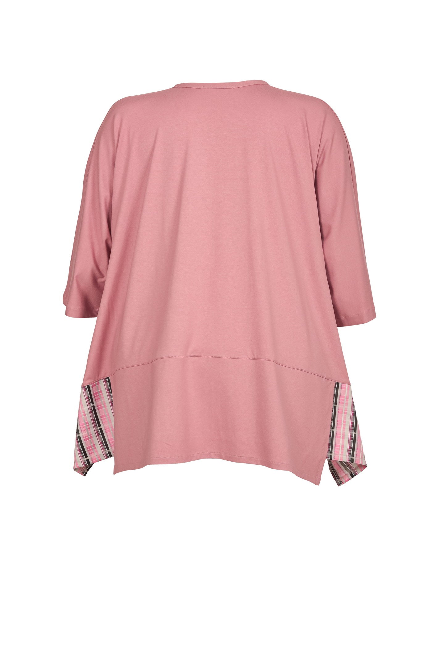 Acrylic white tunic with V-neck and hem