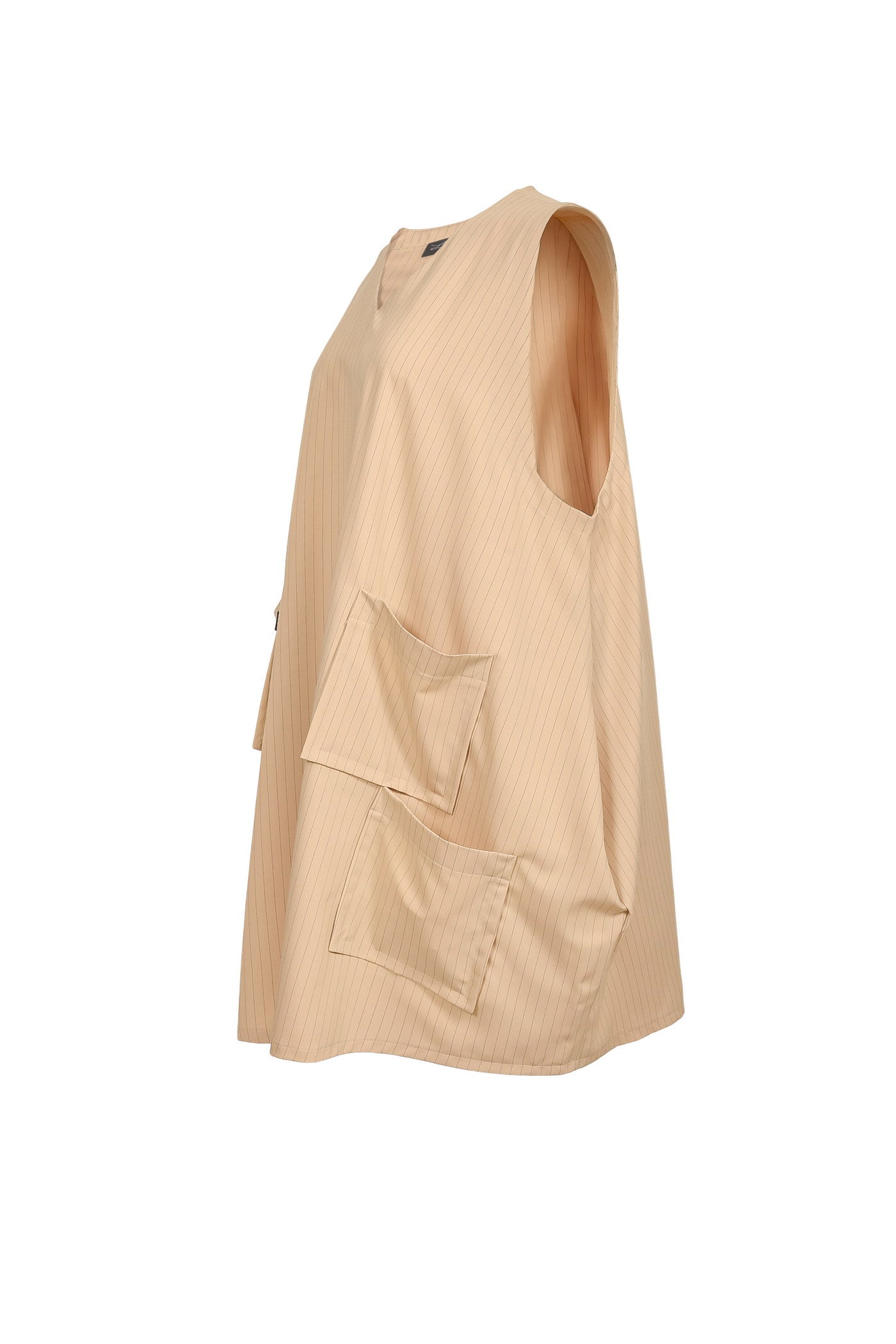 Acrylic white tunic with V-neck and hem