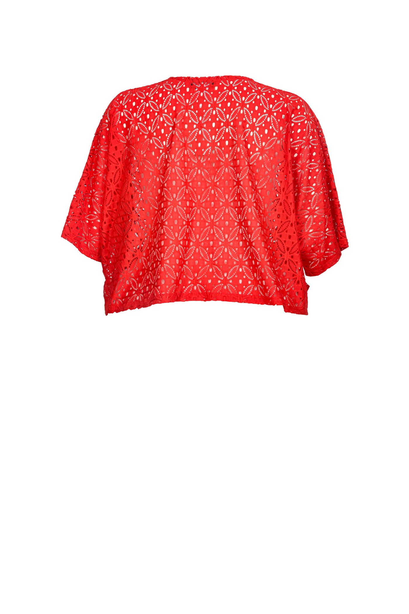 Acrylic white tunic with V-neck and hem