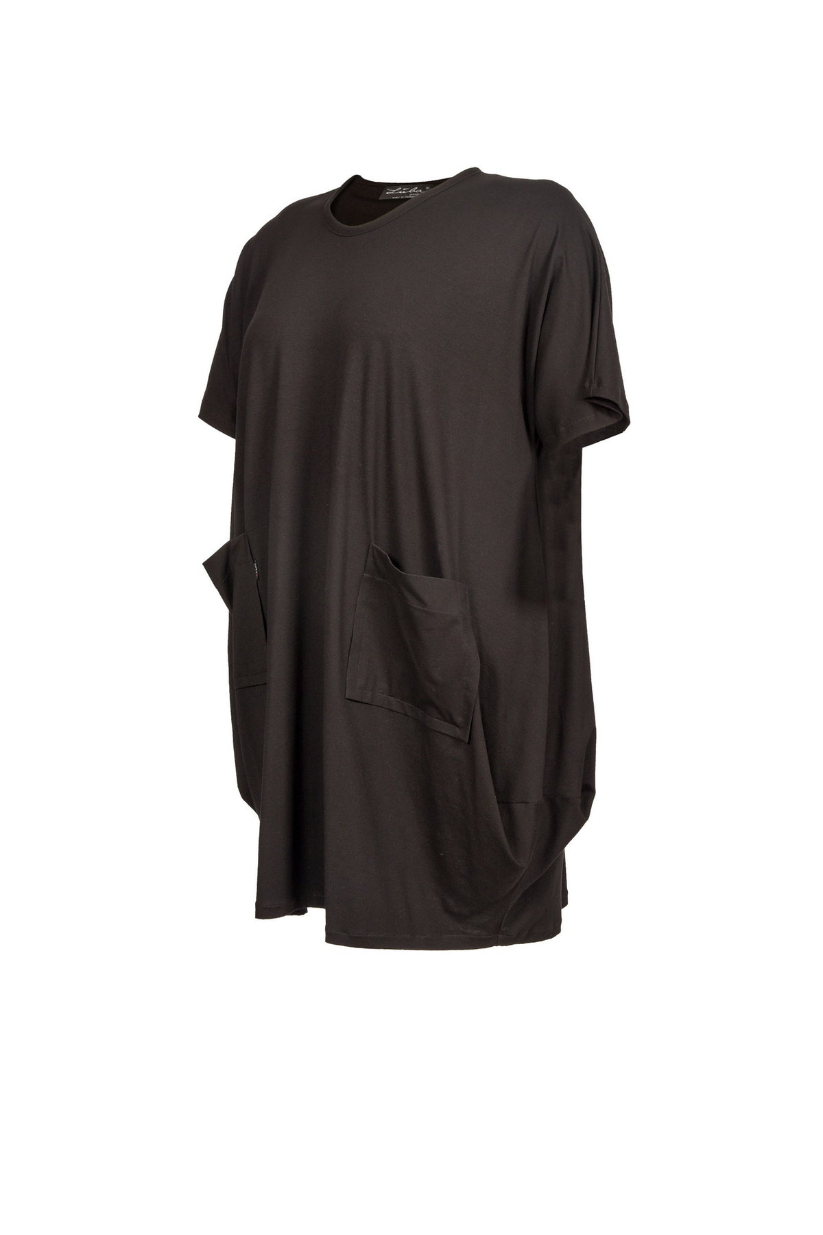 Schwarze, lange  Jersey-Tunika – große Größen.