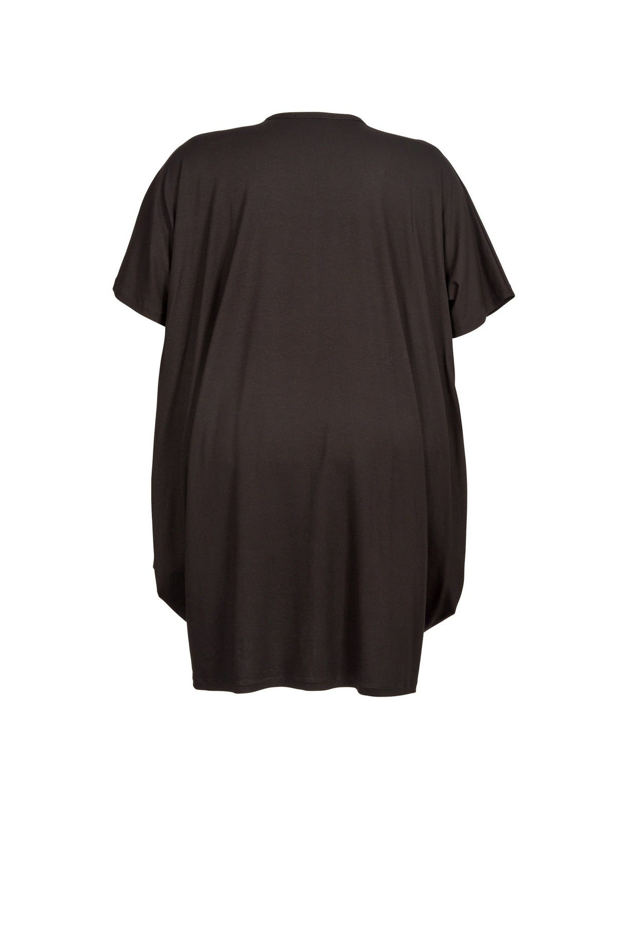 Schwarze, lange  Jersey-Tunika – große Größen.