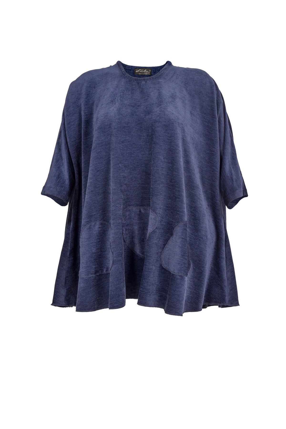 Chenille Tunika in Blau - große Größen.