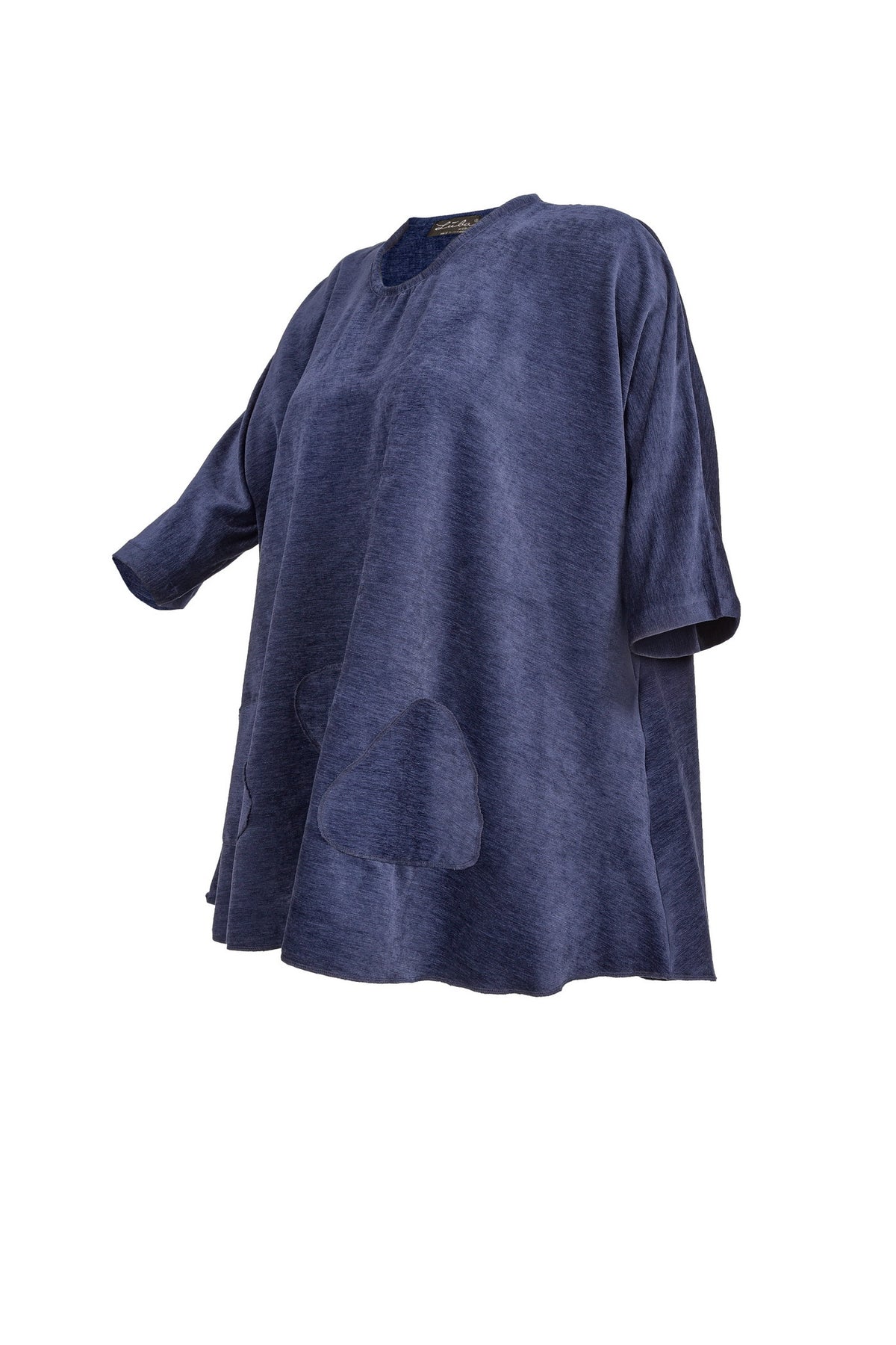 Chenille Tunika in Blau - große Größen.