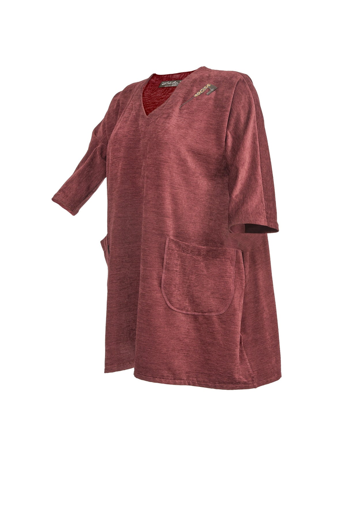 Chenille Tunika in Bordeauxrot - große Größen.