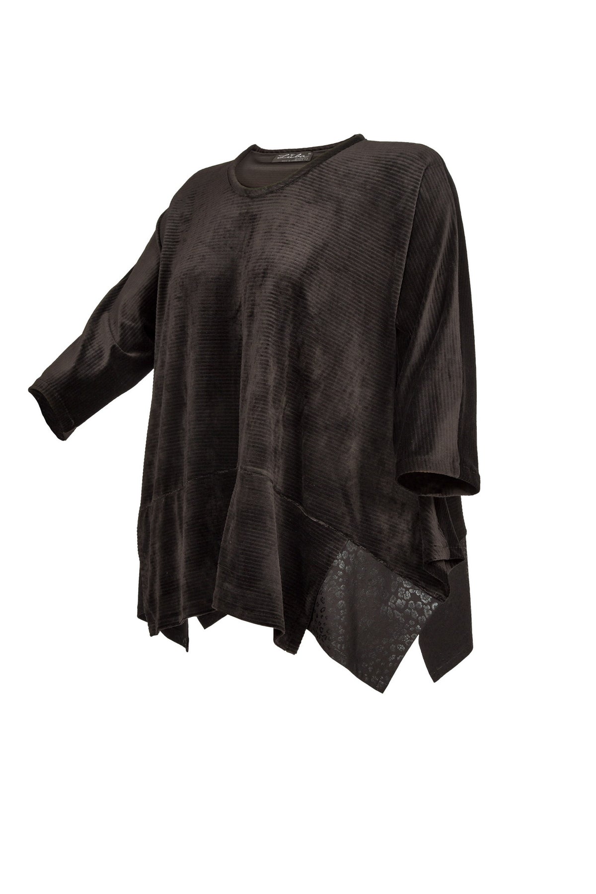 Tunique en viscose noire avec col en V – grandes tailles