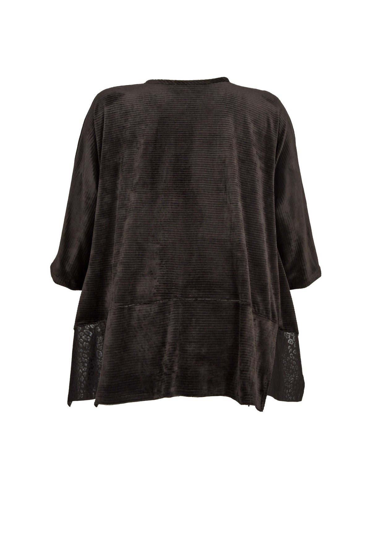 Tunique en viscose noire avec col en V – grandes tailles
