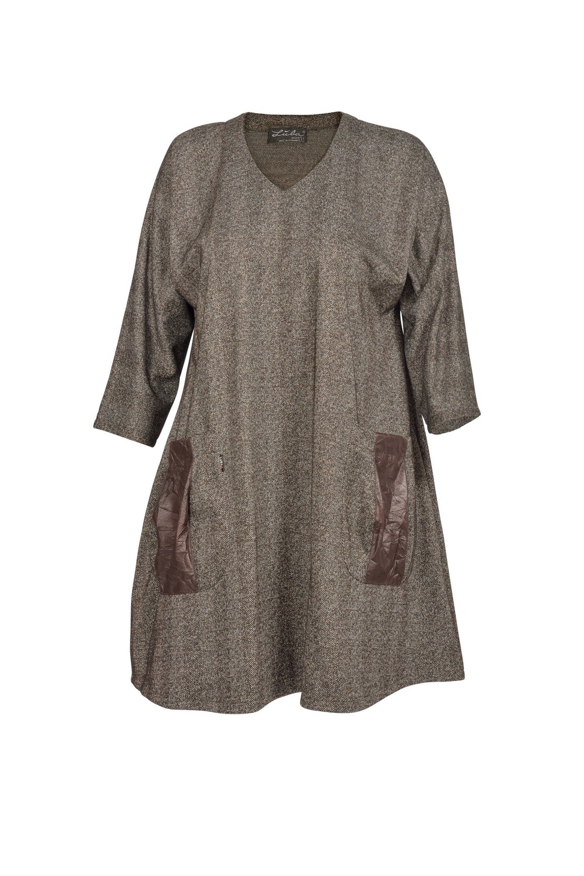 Braune lange Jacquard-Tunika - große Größen