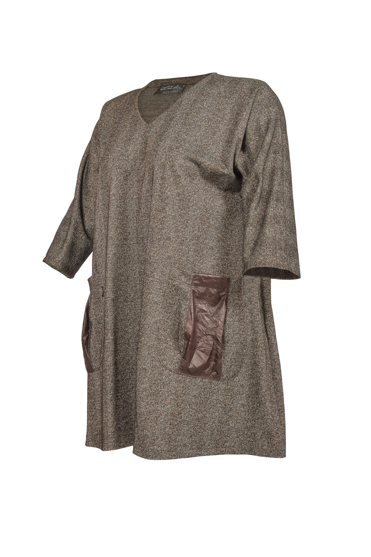 Braune lange Jacquard-Tunika - große Größen