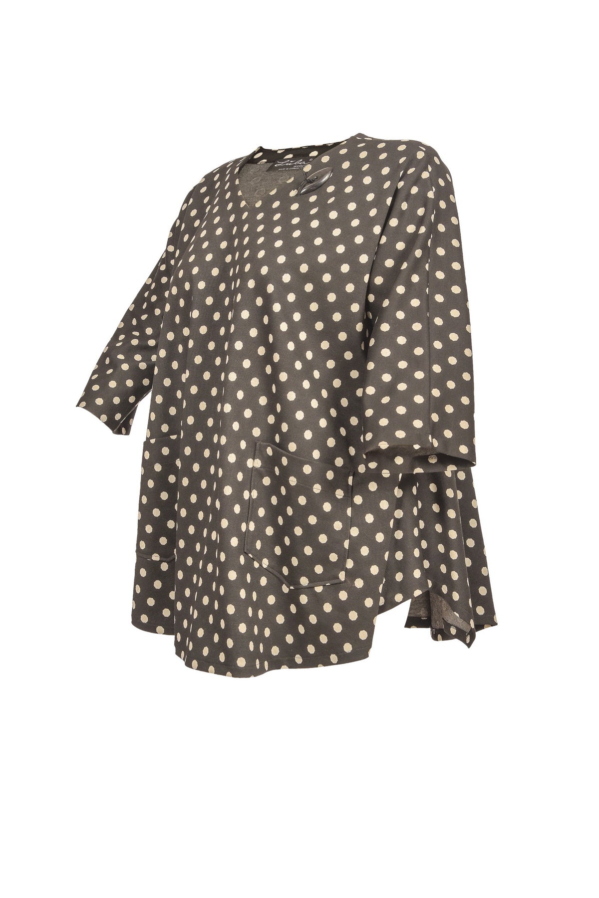 Tunique en viscose noire avec col en V – grandes tailles