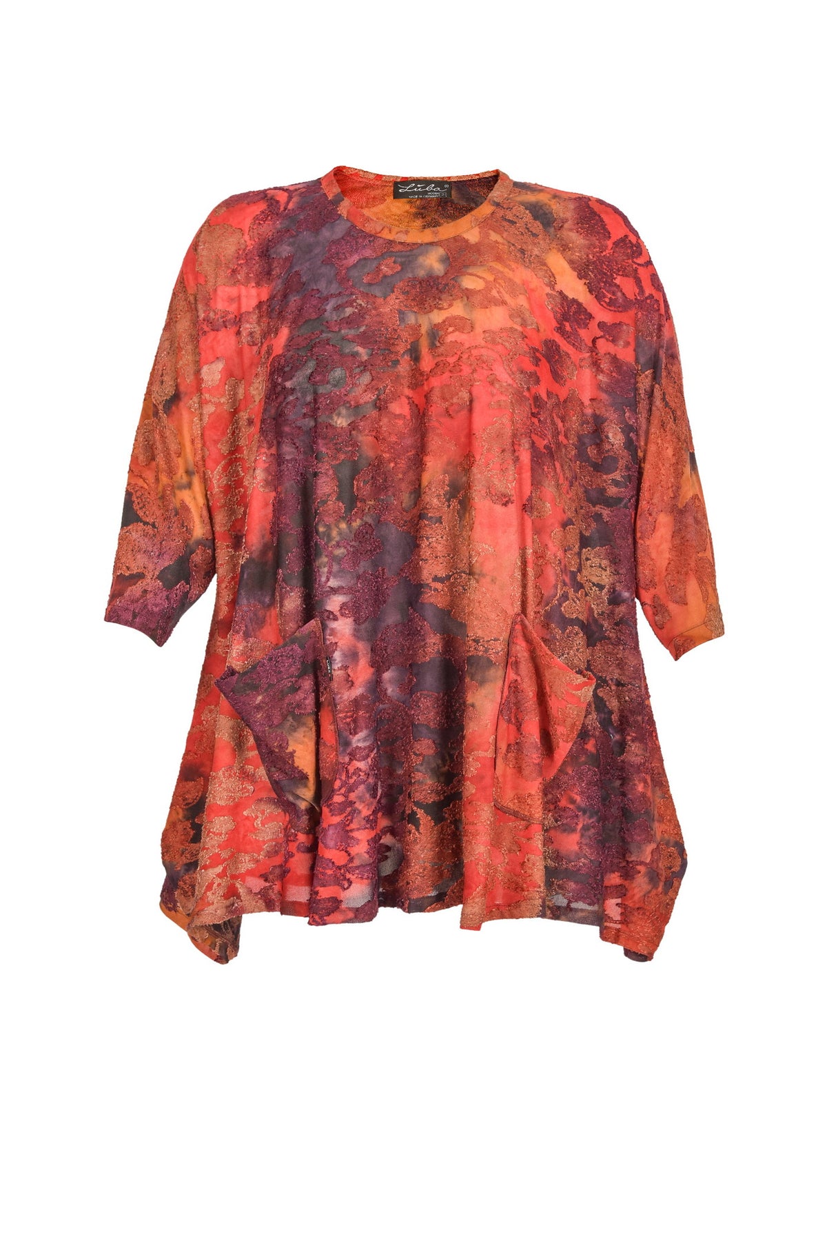 Tunique en viscose noire avec col en V – grandes tailles