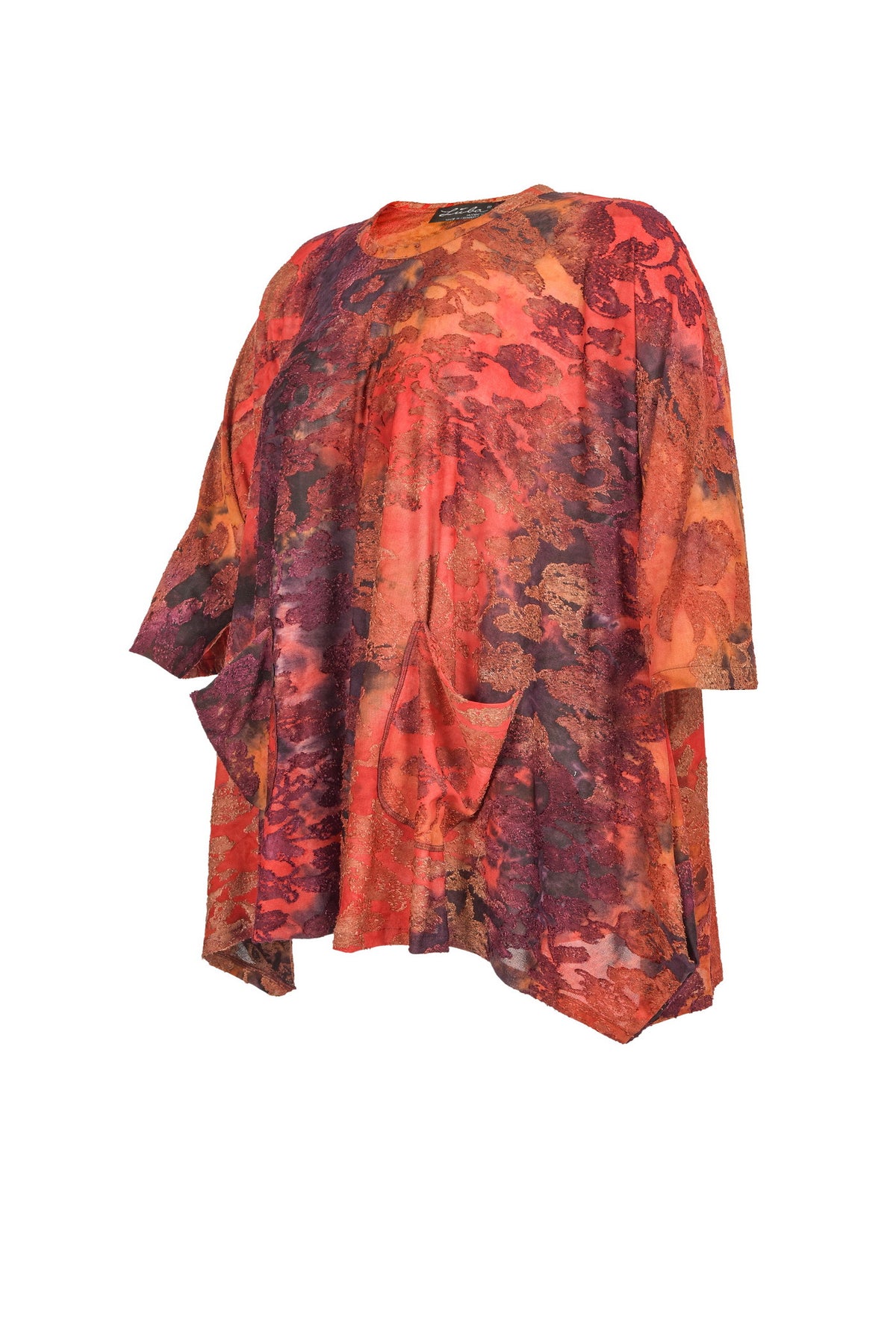 Tunique en viscose noire avec col en V – grandes tailles