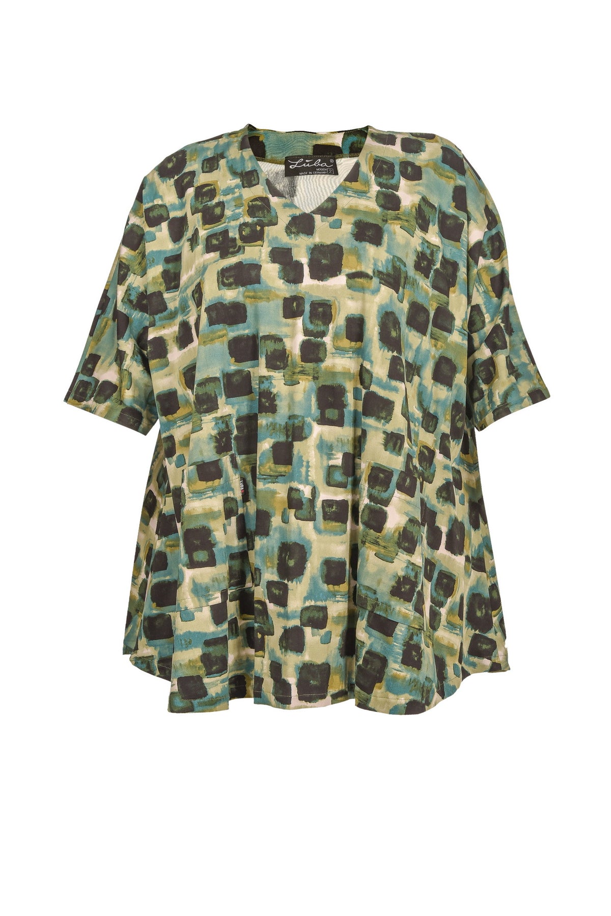 Tunique en viscose noire avec col en V – grandes tailles