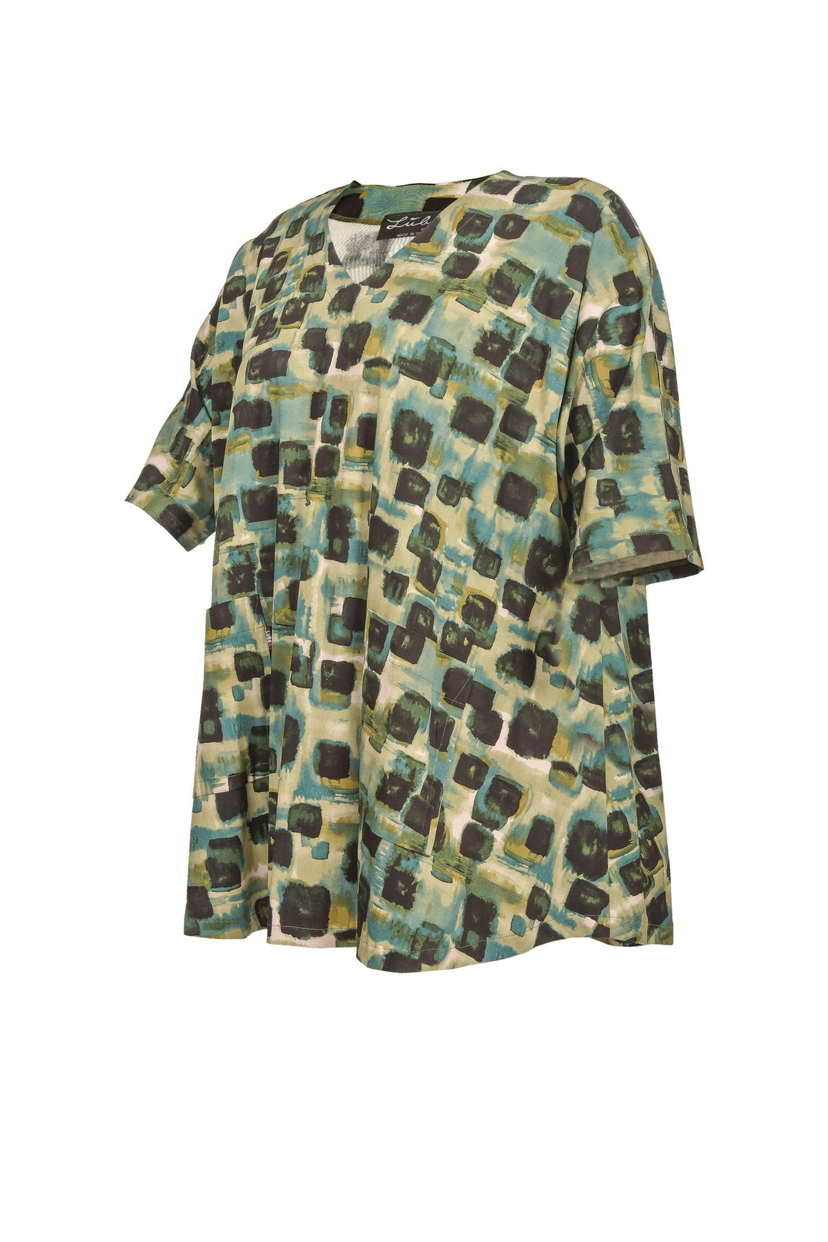 Tunique en viscose noire avec col en V – grandes tailles