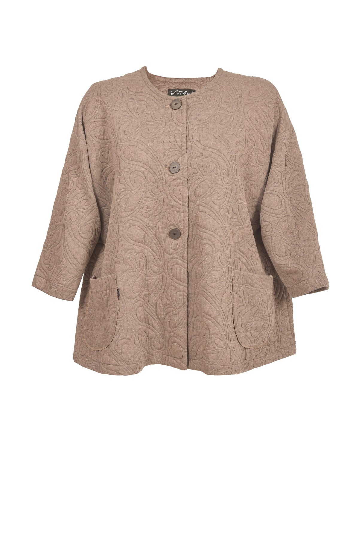 Kurze Jacquard Jacke mit 2 Taschen – große Größen.