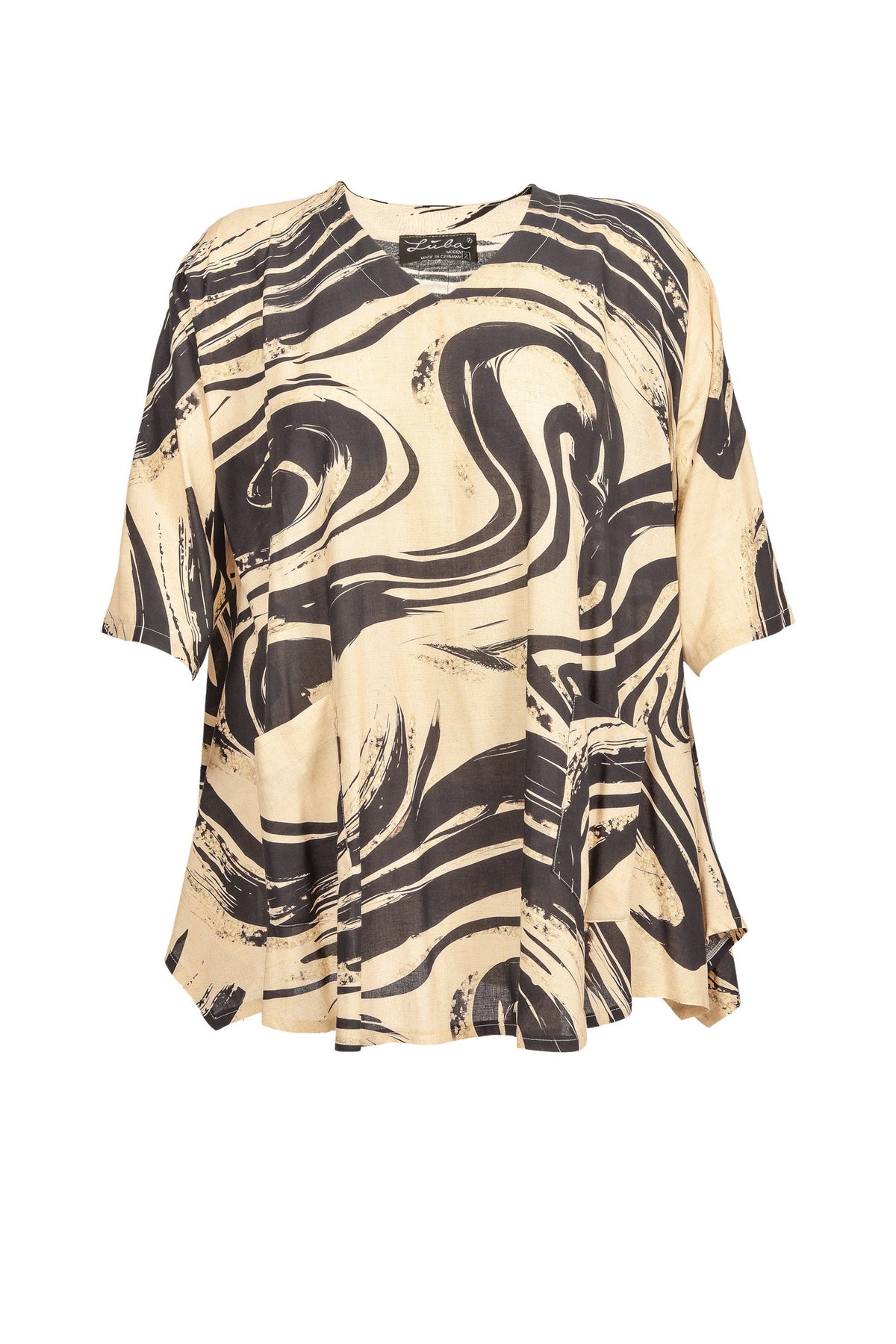 Tunique en viscose noire avec col en V – grandes tailles