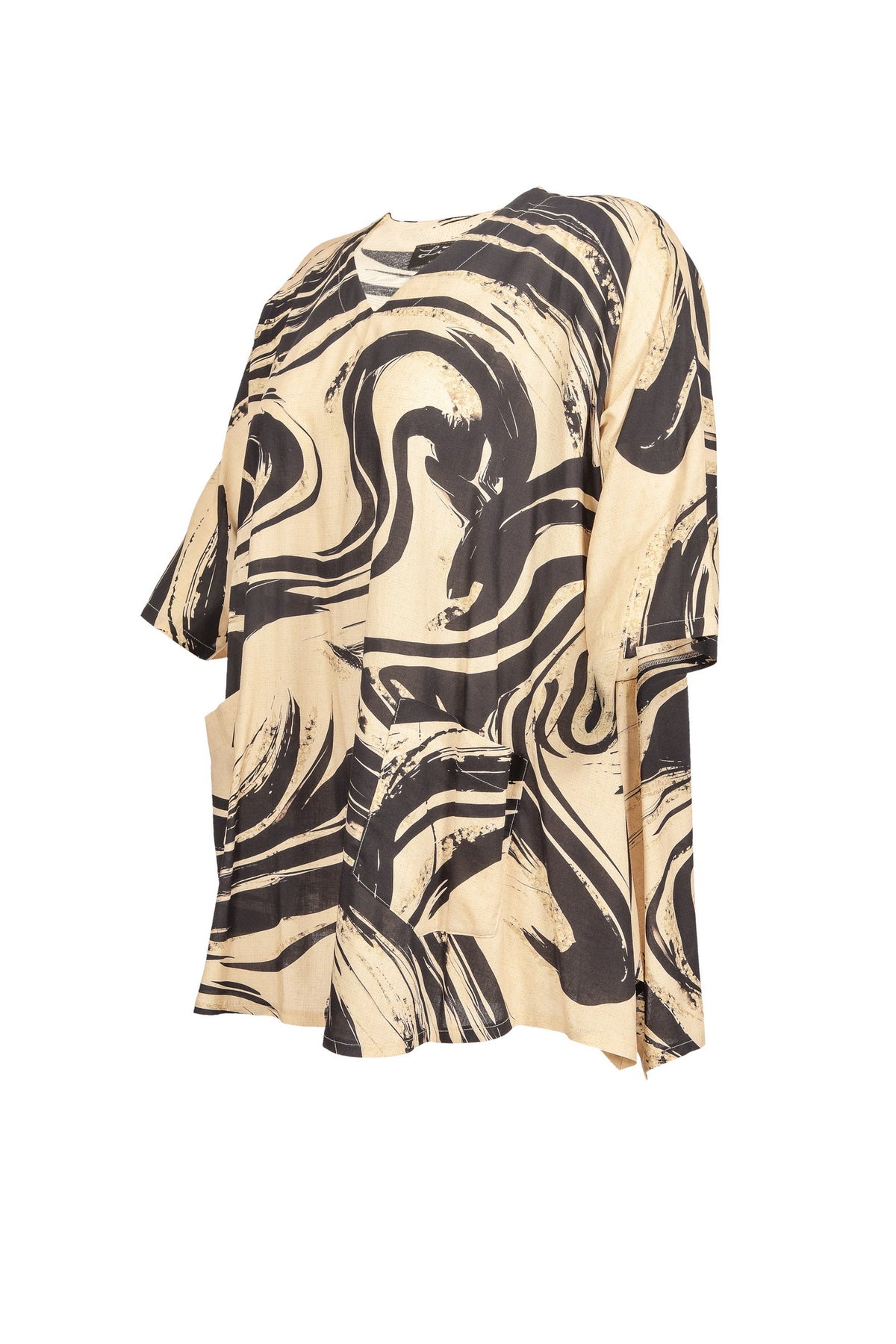 Tunique en viscose noire avec col en V – grandes tailles