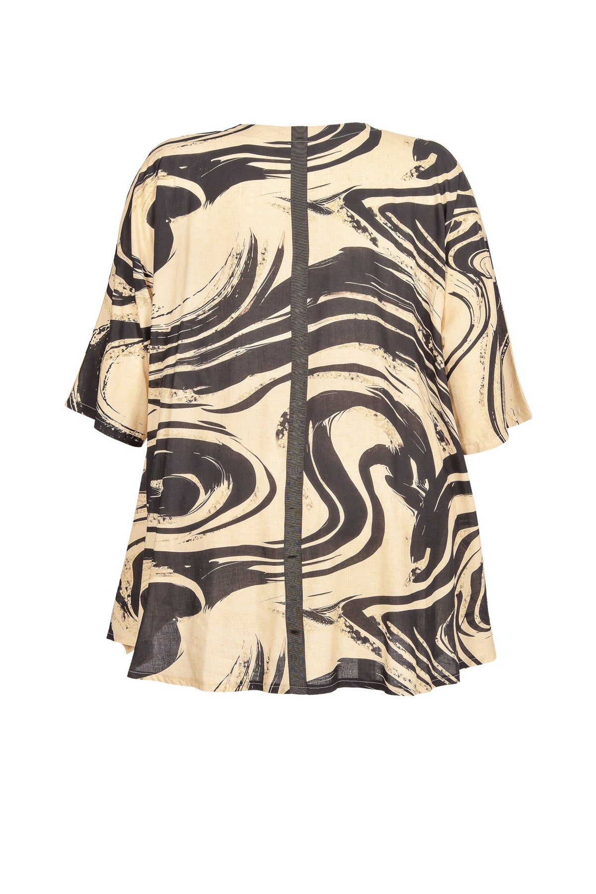 Tunique en viscose noire avec col en V – grandes tailles