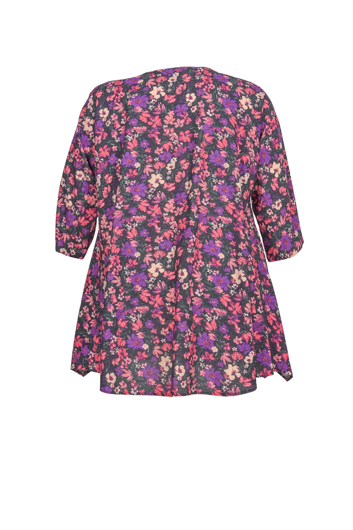 Tunique en viscose noire avec col en V – grandes tailles