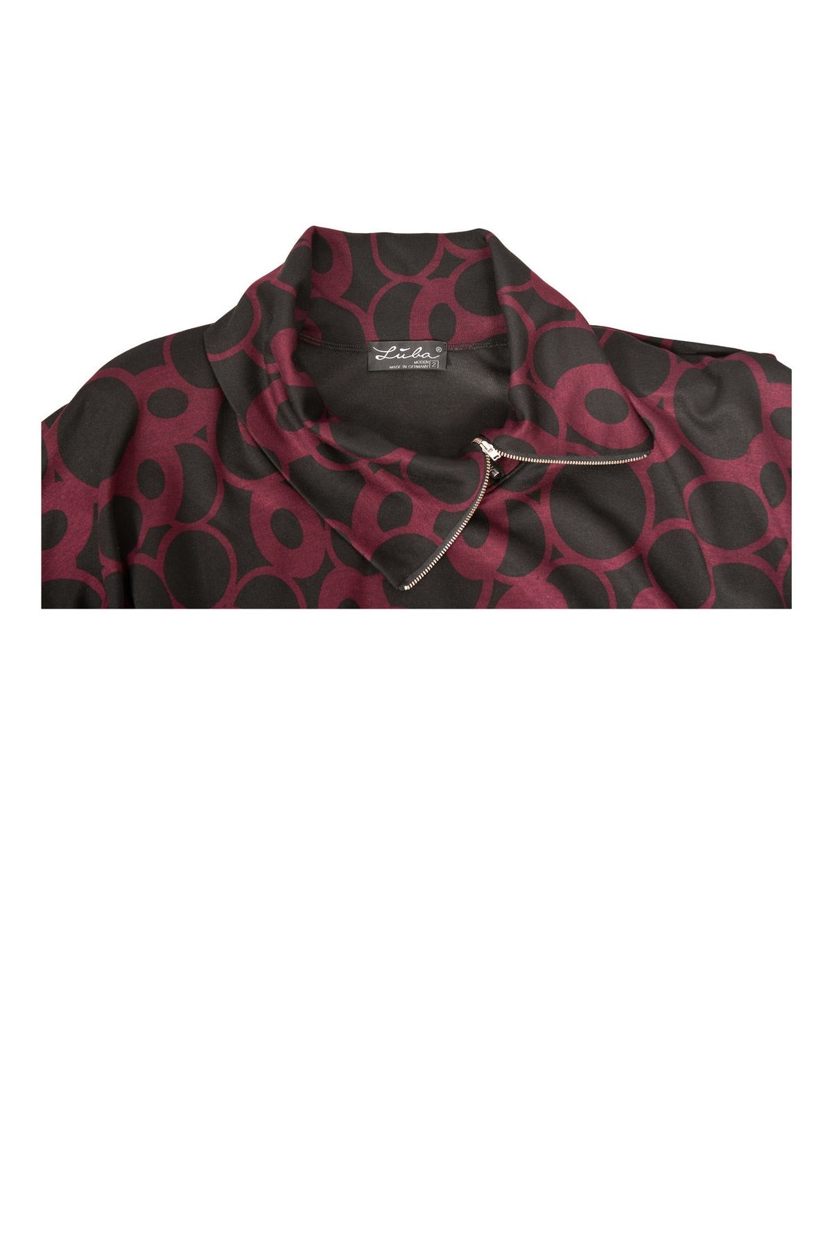 Jacquard-Tunika mit langem Arm und Stehkragen - große Größen.