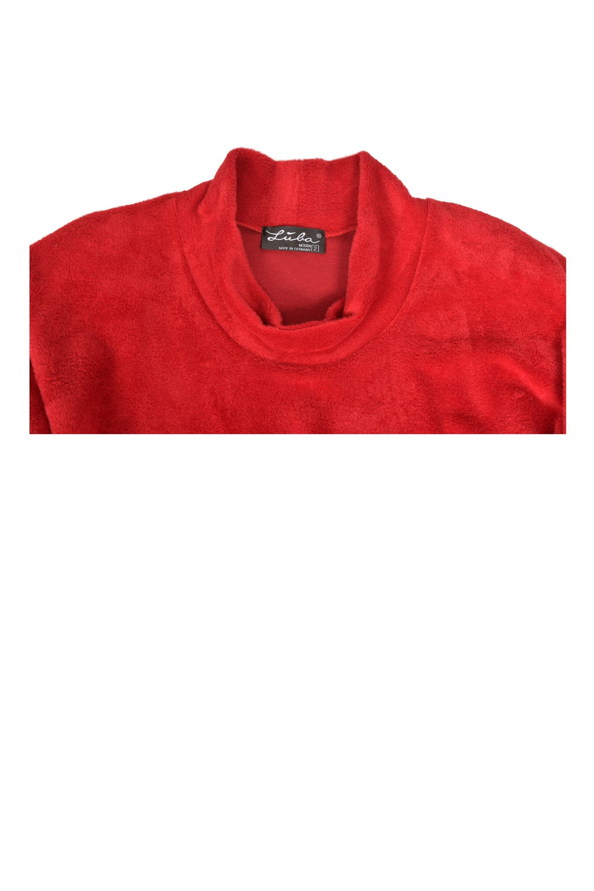 Elegant Red Jumper with Stand-Up Collar and 2 Practical Pockets