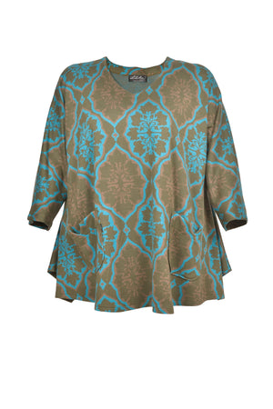 Jacquard-Tunika mit langem Arm  - große Größen.
