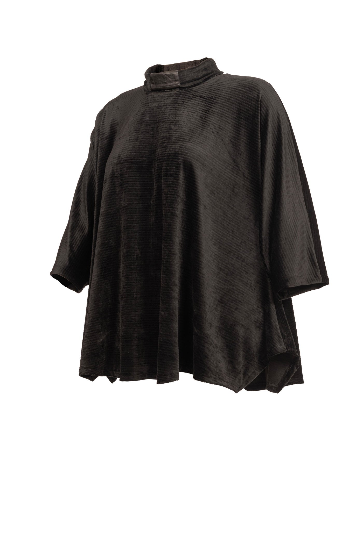 Schwarze Jersey-Tunika mit Rollkragen und Deko Streifen für mollige damenmode, ansicht von der seite