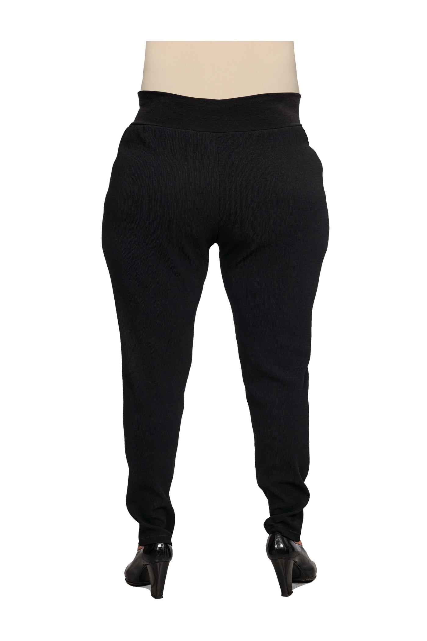 Schwarze Plissee-Leggings - Rückansicht